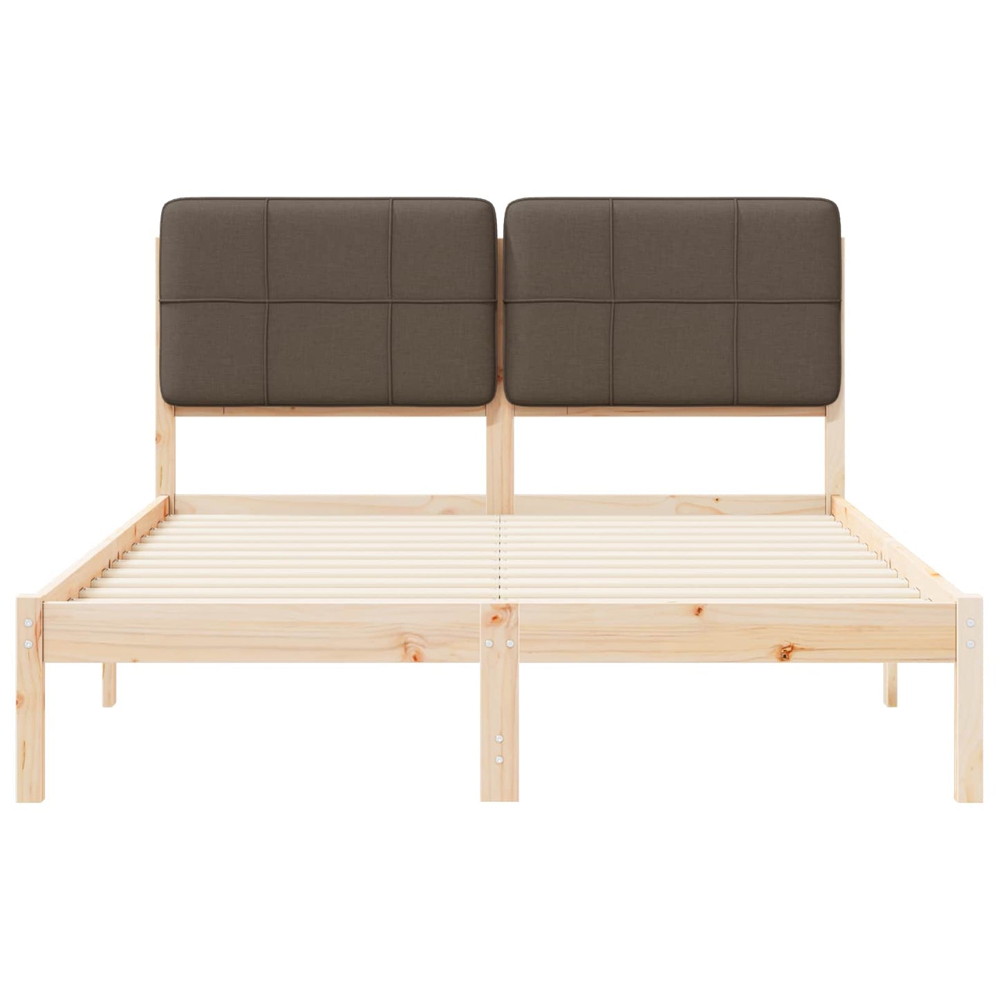 Sengestel med Polstret Hovedgavl Gråbrun 135 x 190 cm