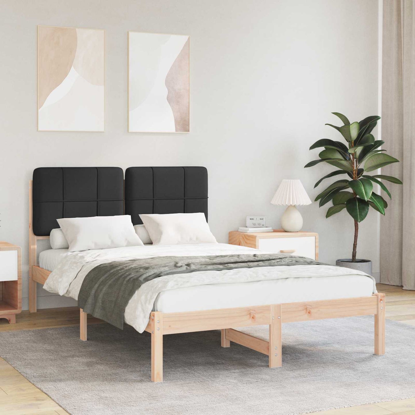 Sengestel med Polstret Hovedgavl Sort 120 x 190 cm