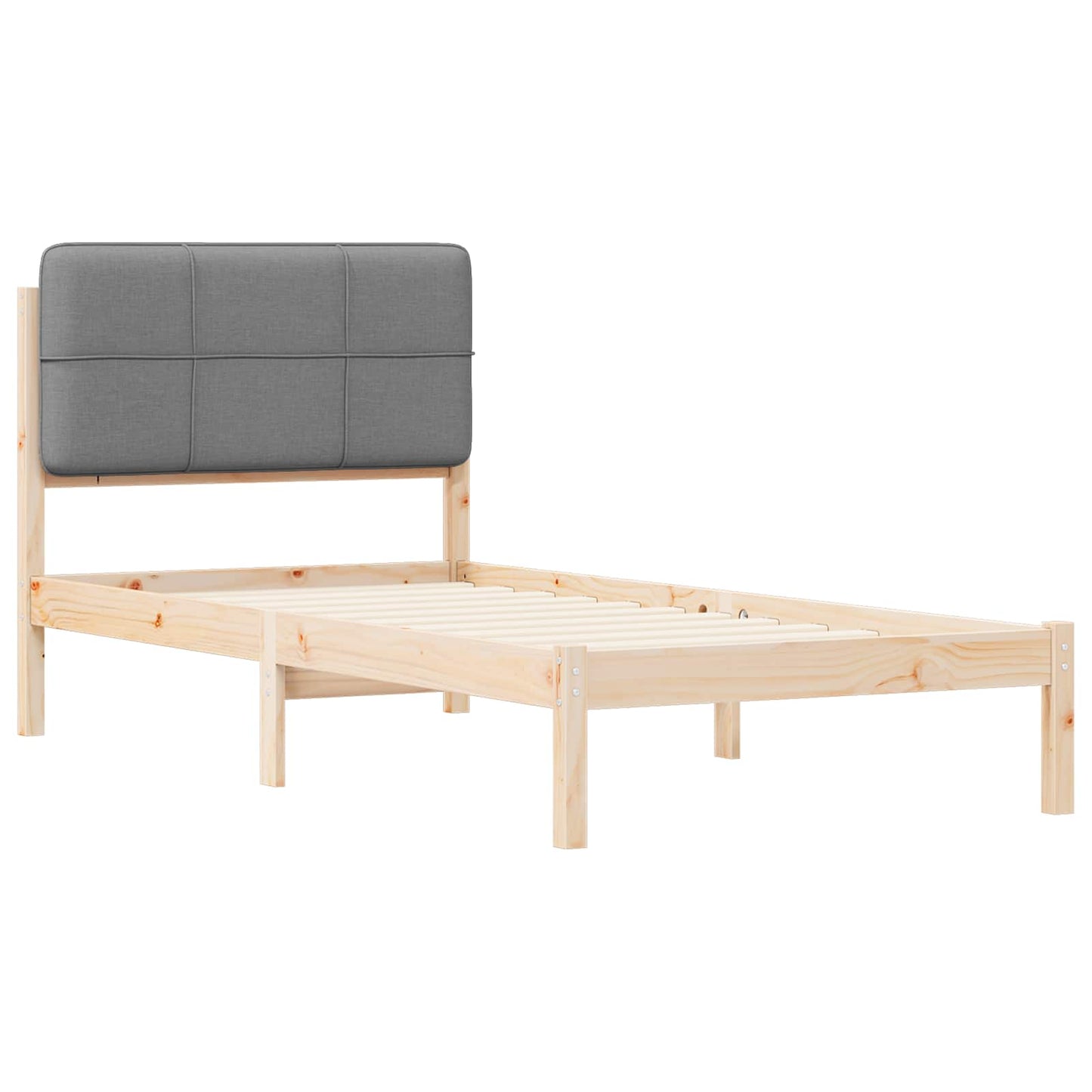 Sengestel med Polstret Hovedgavl Lysegrå 100 x 200 cm