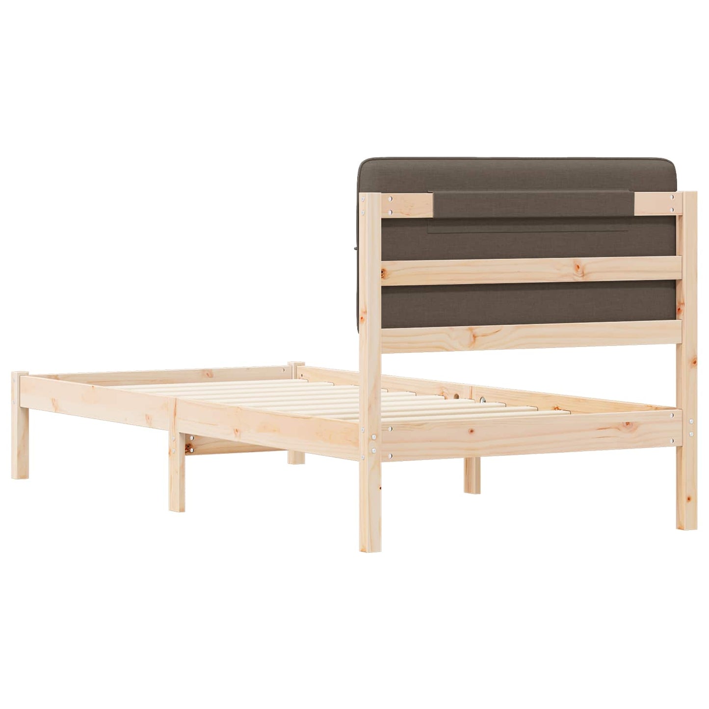 Sengestel med Polstret Hovedgavl Gråbrun 100 x 200 cm
