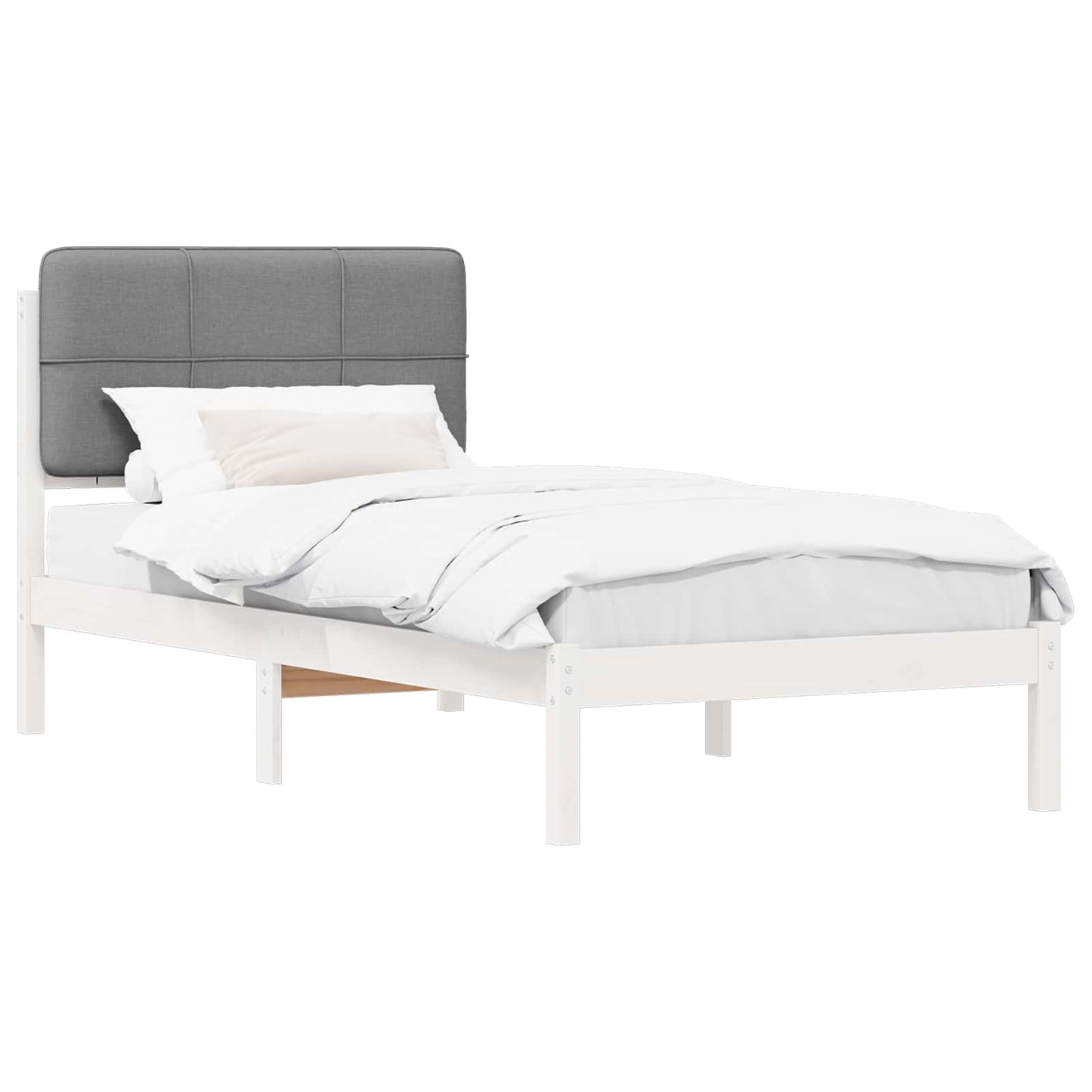 Sengestel med Polstret Hovedgavl Lysegrå 100 x 200 cm
