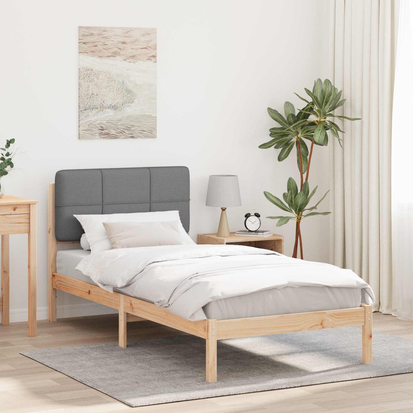 Sengestel med Polstret Hovedgavl Lysegrå 80 x 200 cm