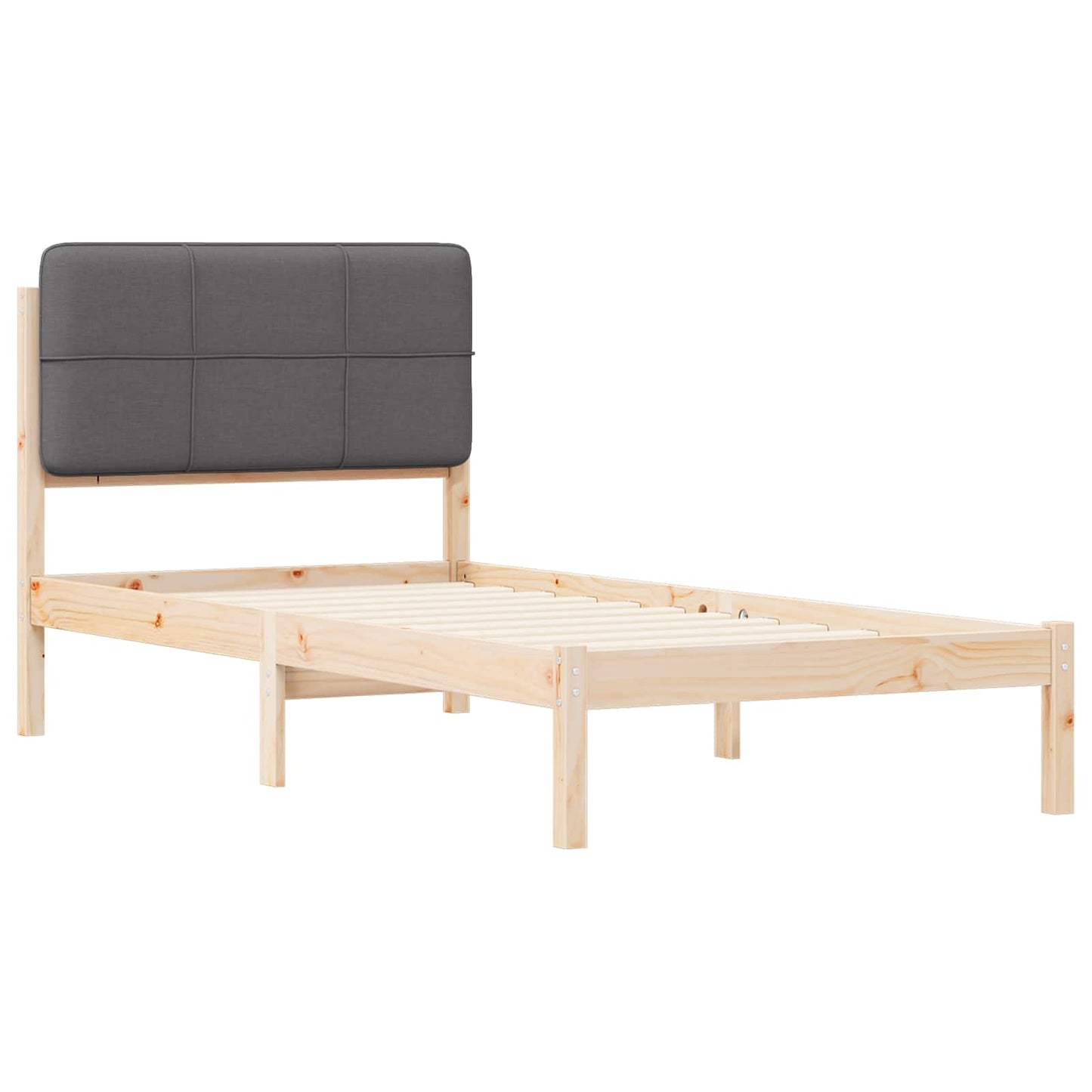 Sengestel med Polstret Hovedgavl Mørkegrå 90 x 190 cm