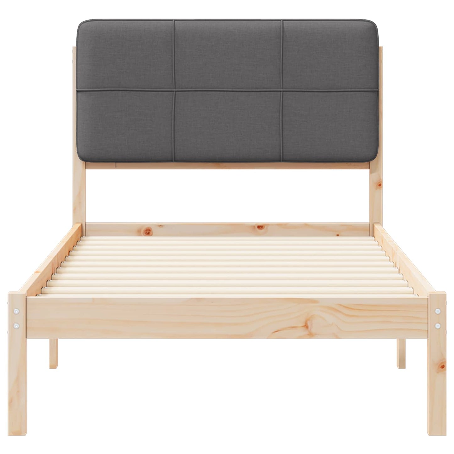 Sengestel med Polstret Hovedgavl Mørkegrå 90 x 190 cm