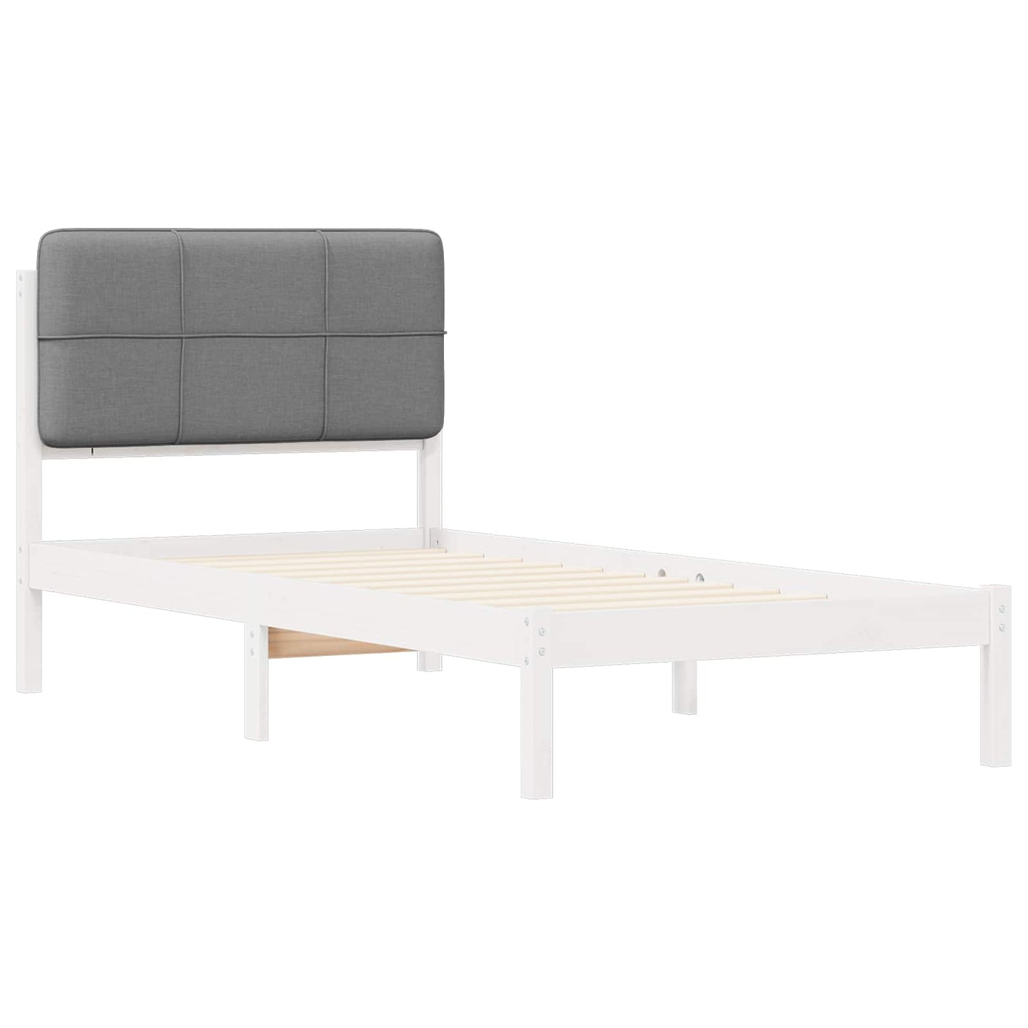 Sengestel med Polstret Hovedgavl Lysegrå 90 x 190 cm