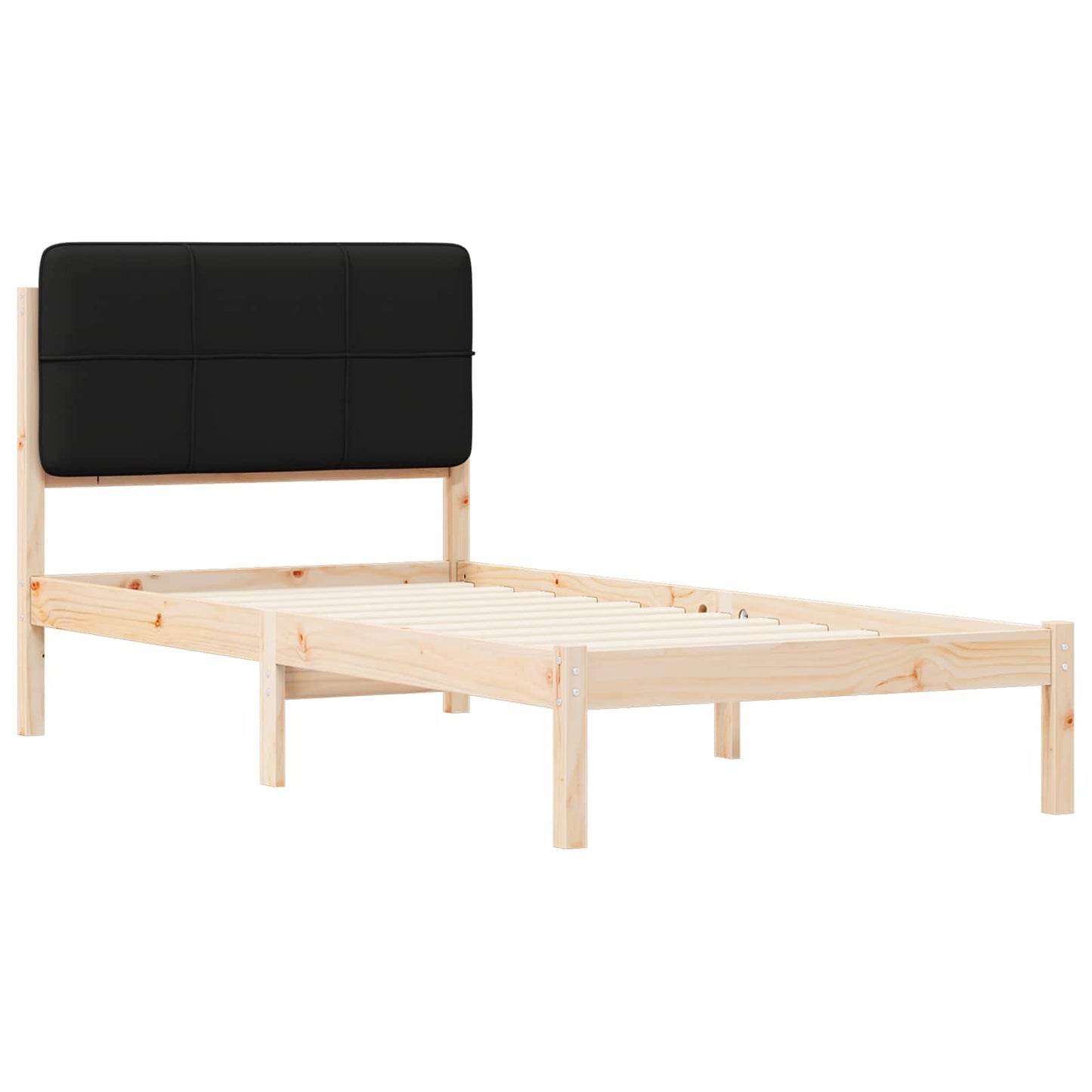 Sengestel med Polstret Hovedgavl Sort 75 x 190 cm