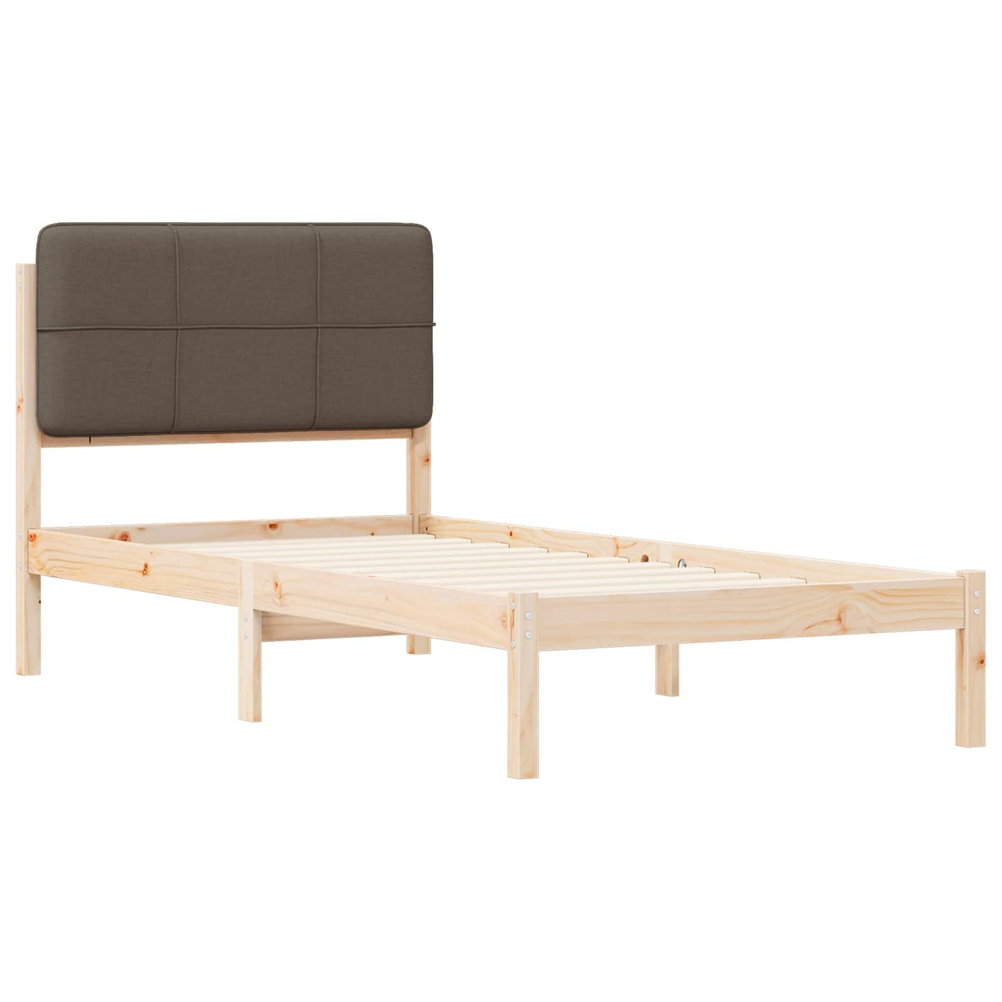 Sengestel med Polstret Hovedgavl Gråbrun 75 x 190 cm