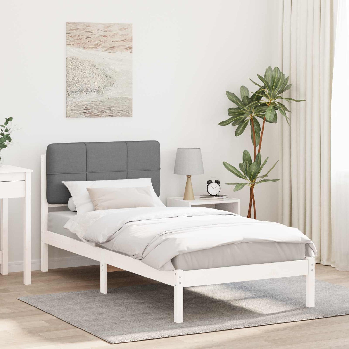 Sengestel med Polstret Hovedgavl Lysegrå 75 x 190 cm