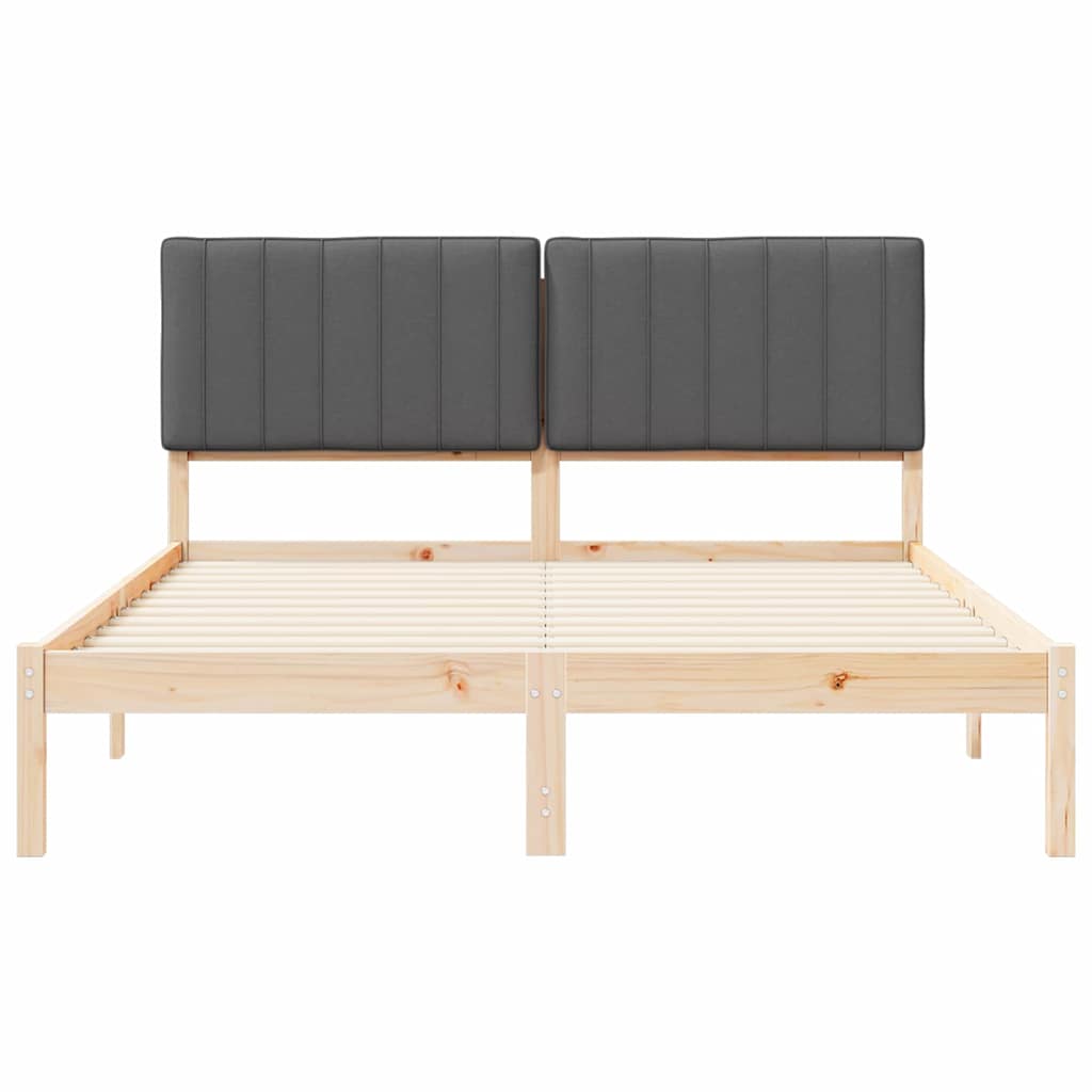 Sengestel med Polstret Hovedgavl Mørkegrå 150 x 200 cm