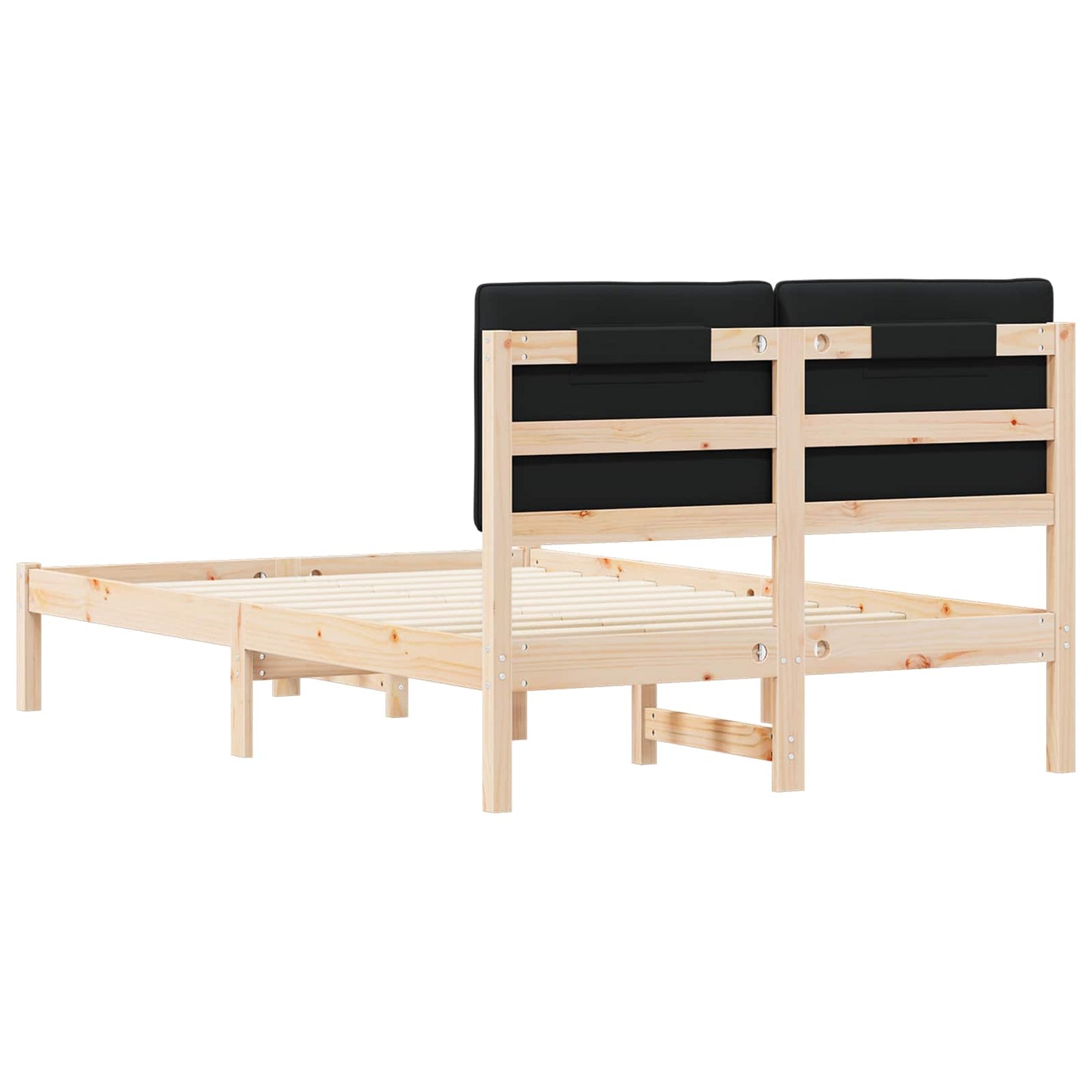 Sengestel med Polstret Hovedgavl Naturlig og sort 120 x 200 cm