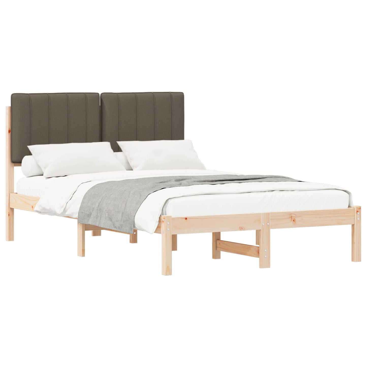 Sengestel med Polstret Hovedgavl Naturlig og Taupe 120 x 200 cm
