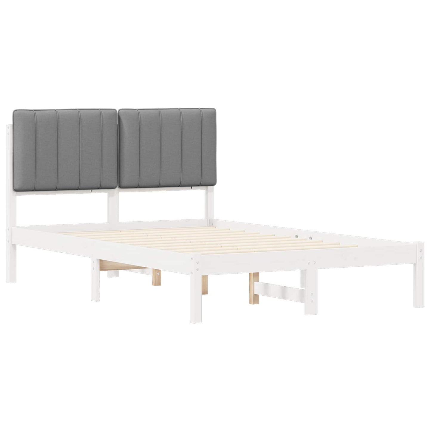 Sengestel med Polstret Hovedgavl Hvid og Lys Grå 120 x 200 cm