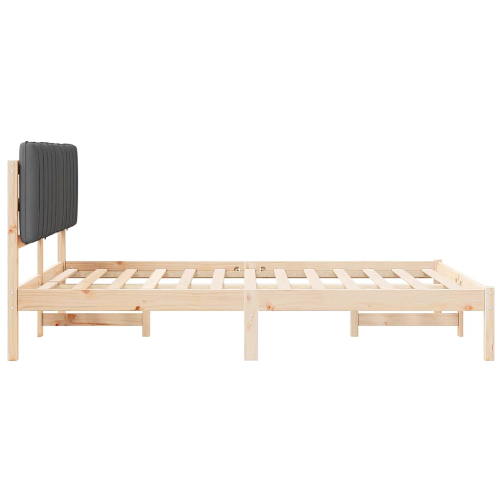 Sengestel med Polstret Hovedgavl Mørkegrå 140 x 190 cm