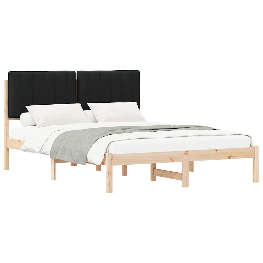 Sengestel med Polstret Hovedgavl Sort 135 x 190 cm