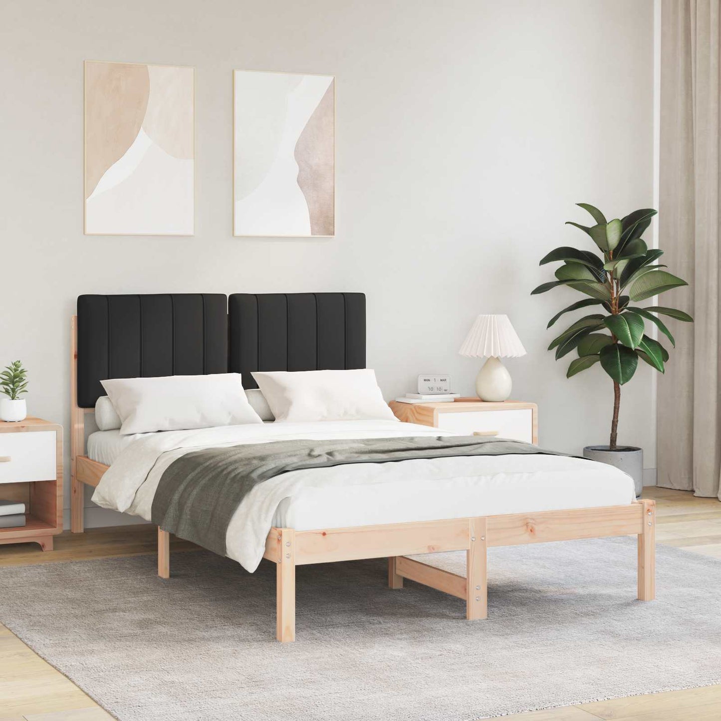 Sengestel med Polstret Hovedgavl Sort 120 x 190 cm
