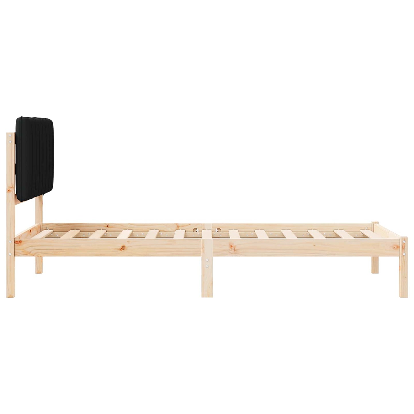 Sengestel med Polstret Hovedgavl Naturlig og sort 90 x 200 cm