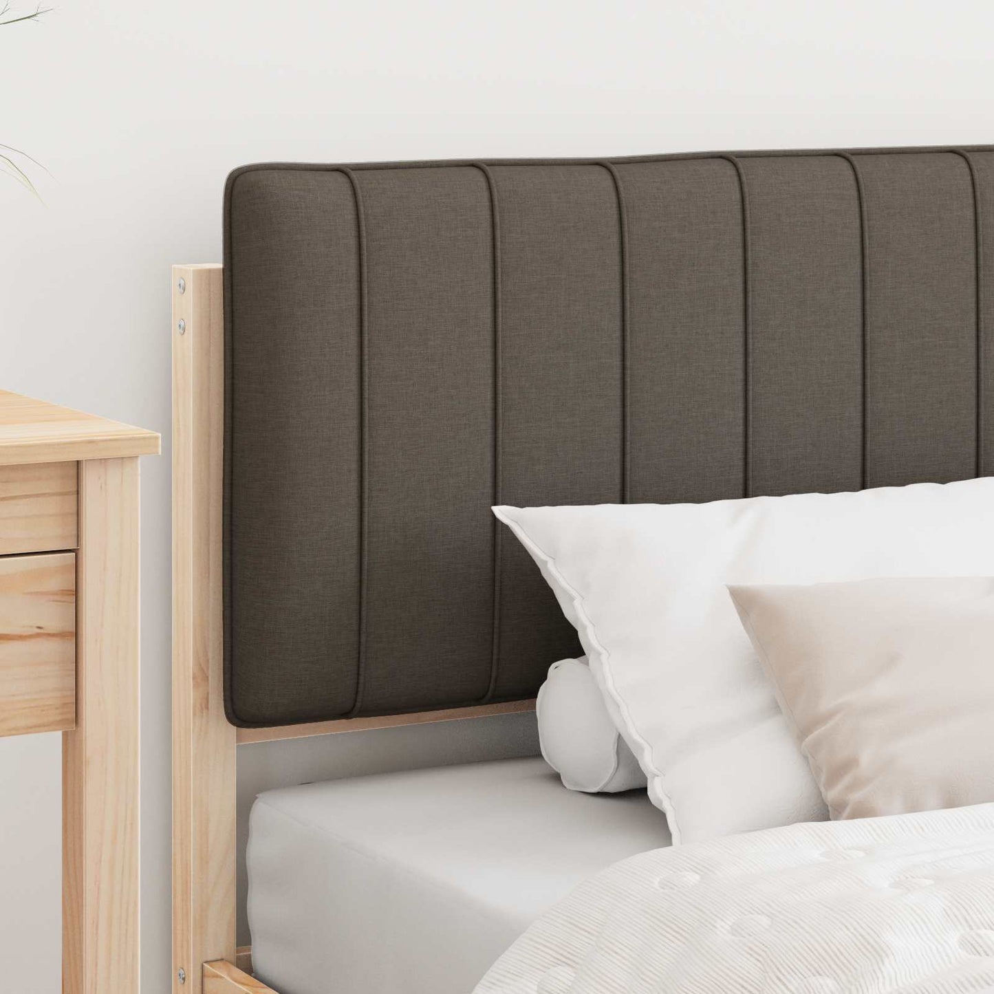 Sengestel med Polstret Hovedgavl Naturlig og Taupe 90 x 200 cm