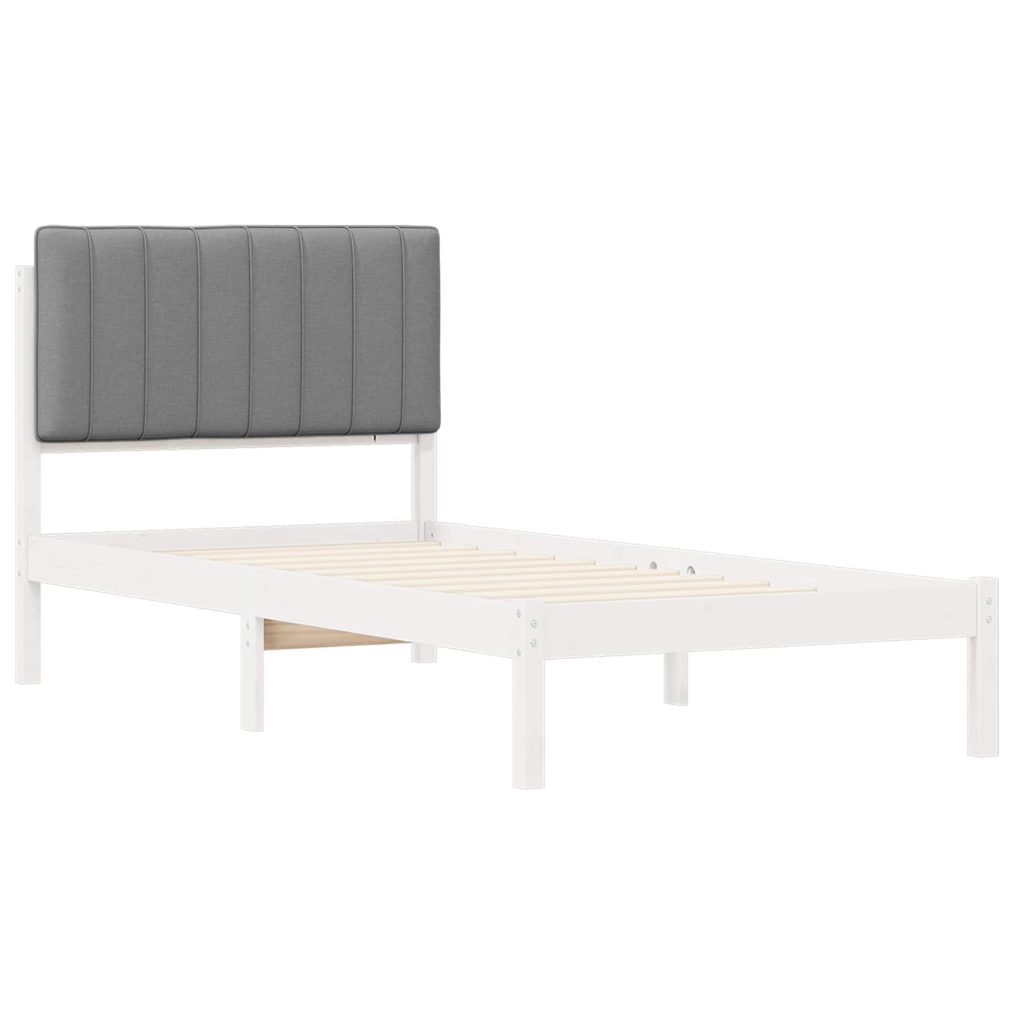 Sengestel med Polstret Hovedgavl Hvid og Lys Grå 90 x 200 cm