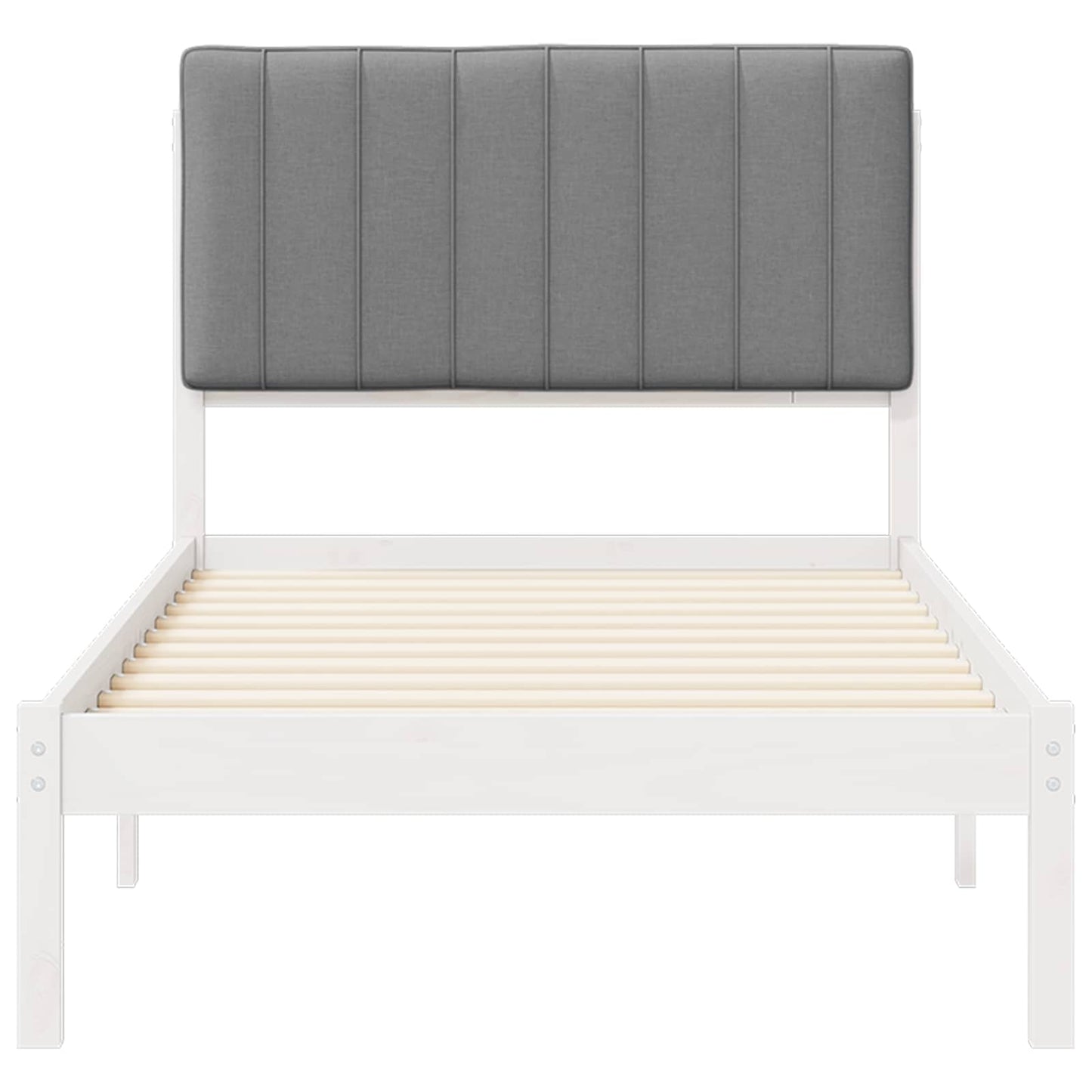 Sengestel med Polstret Hovedgavl Hvid og Lys Grå 90 x 200 cm