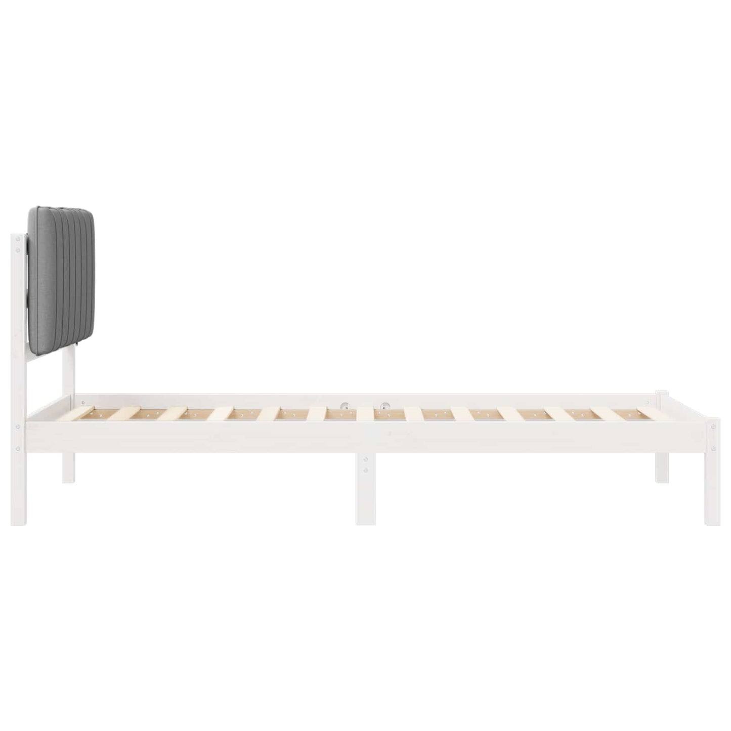 Sengestel med Polstret Hovedgavl Hvid og Lys Grå 90 x 200 cm