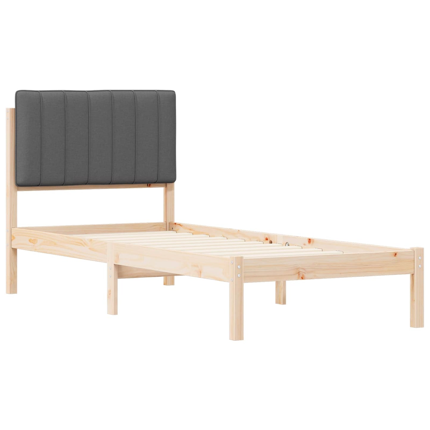 Sengestel med Polstret Hovedgavl Mørkegrå 80 x 200 cm