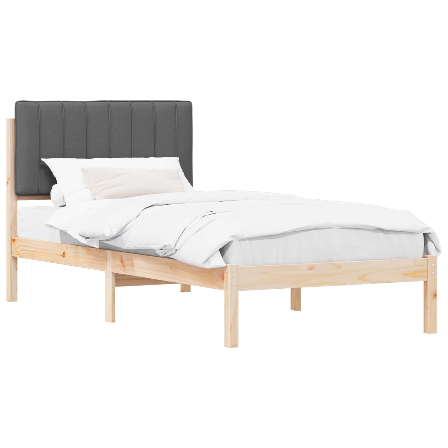 Sengestel med Polstret Hovedgavl Mørkegrå 90 x 190 cm