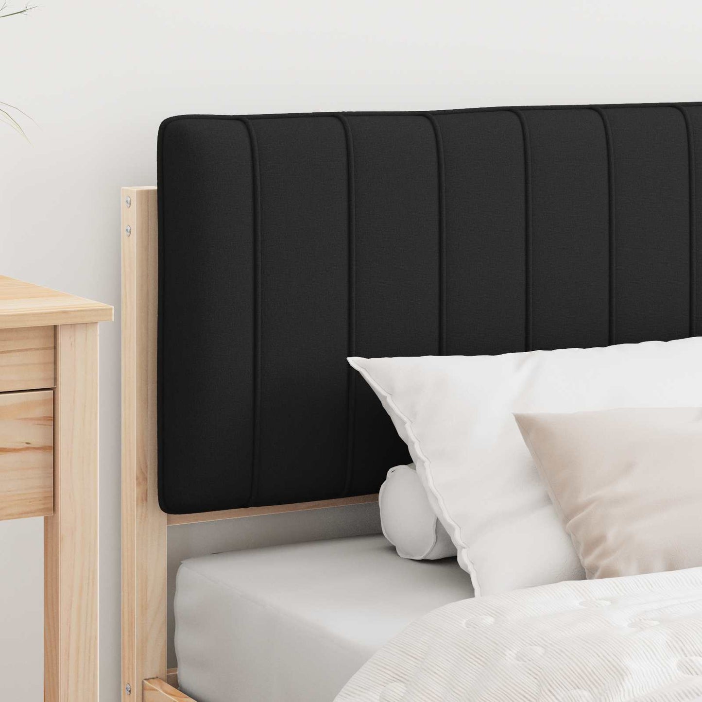 Sengestel med Polstret Hovedgavl Sort 90 x 190 cm