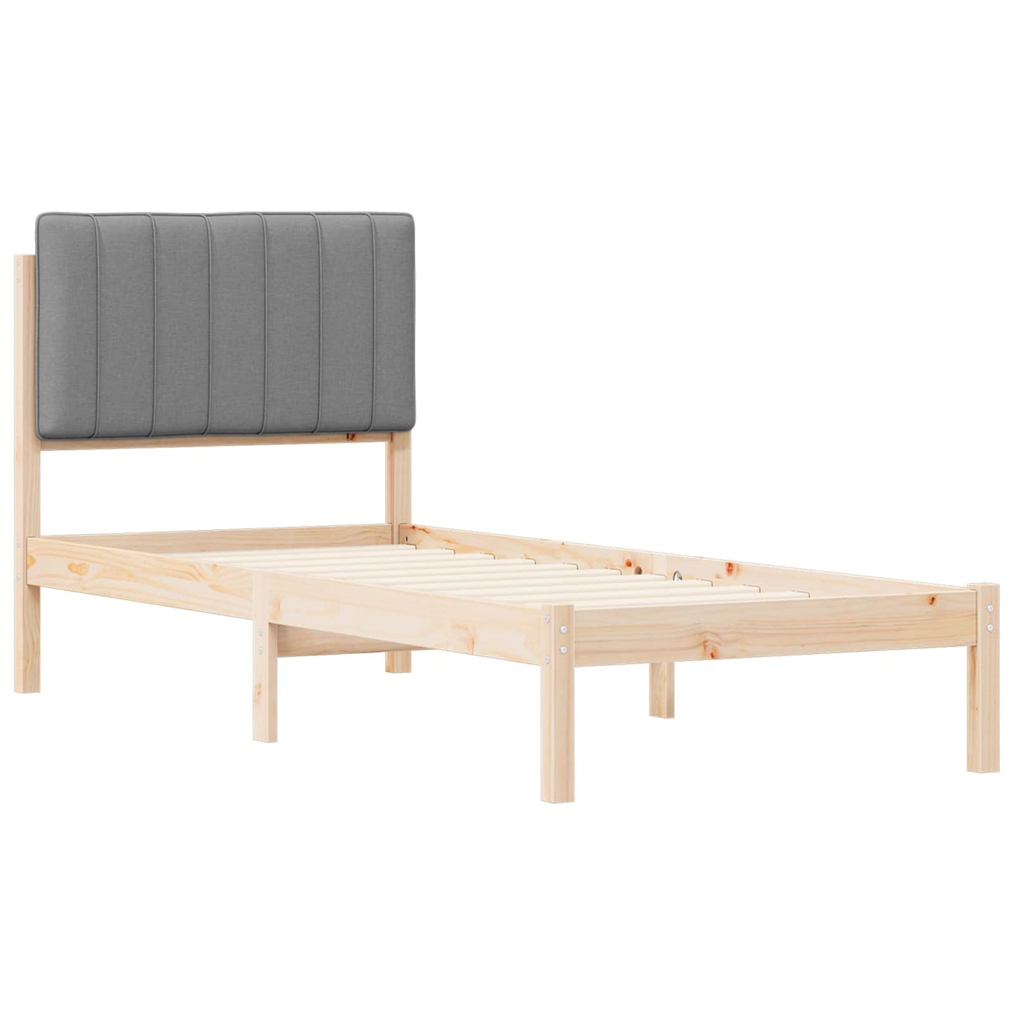 Sengestel med Polstret Hovedgavl Lysegrå 75 x 190 cm