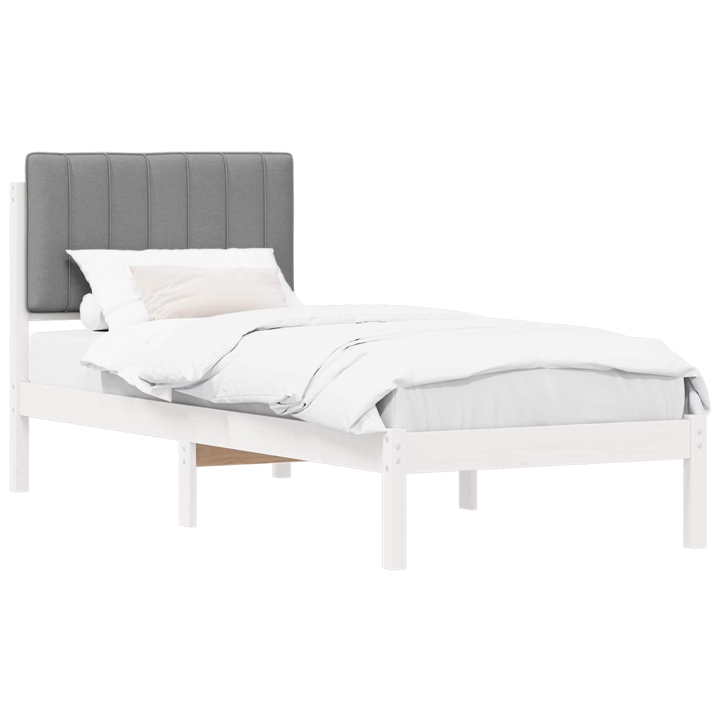 Sengestel med Polstret Hovedgavl Lysegrå 75 x 190 cm