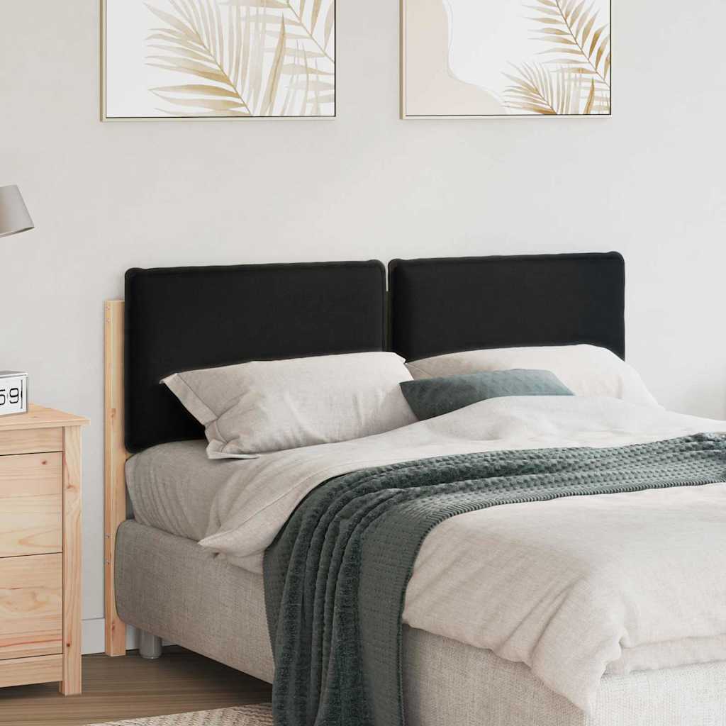 Polstret sengegavl Naturlig og sort 160 cm Massiv fyrretræ