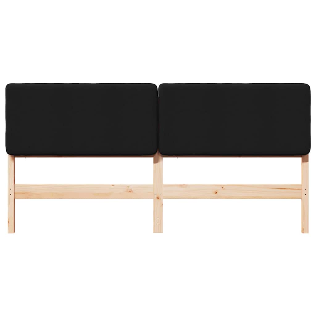 Polstret sengegavl Brun og sort 180 cm Massiv fyrretræ