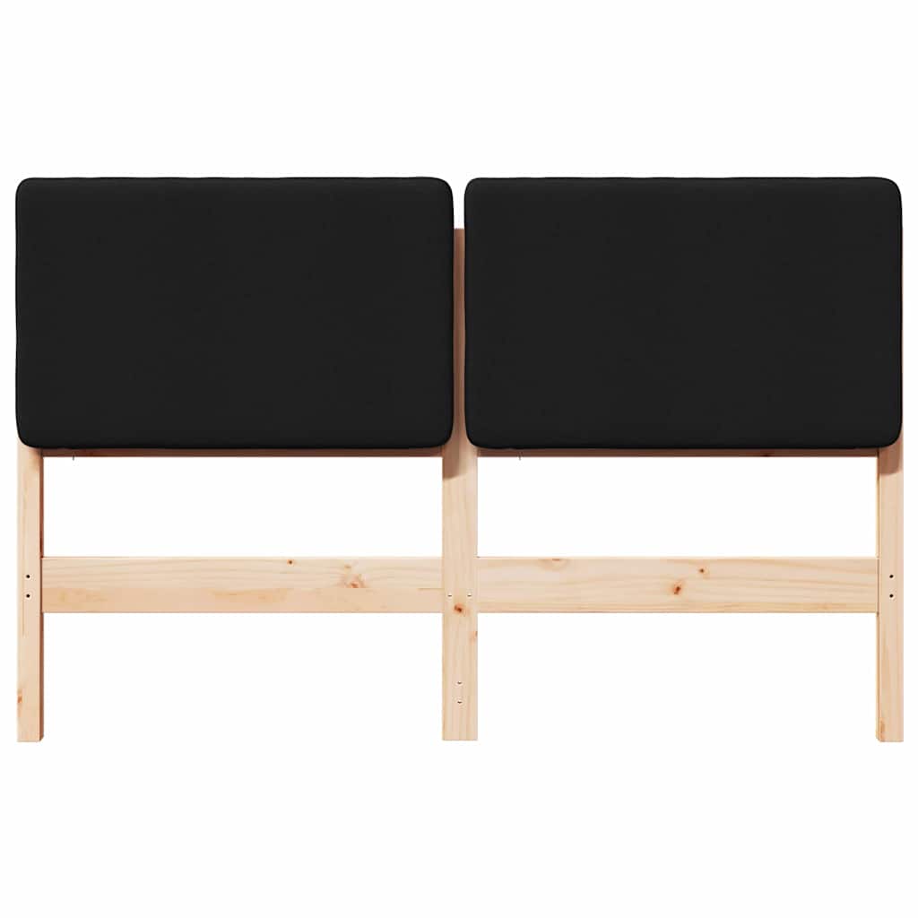 Polstret sengegavl Brun og sort 150 cm Massiv fyrretræ