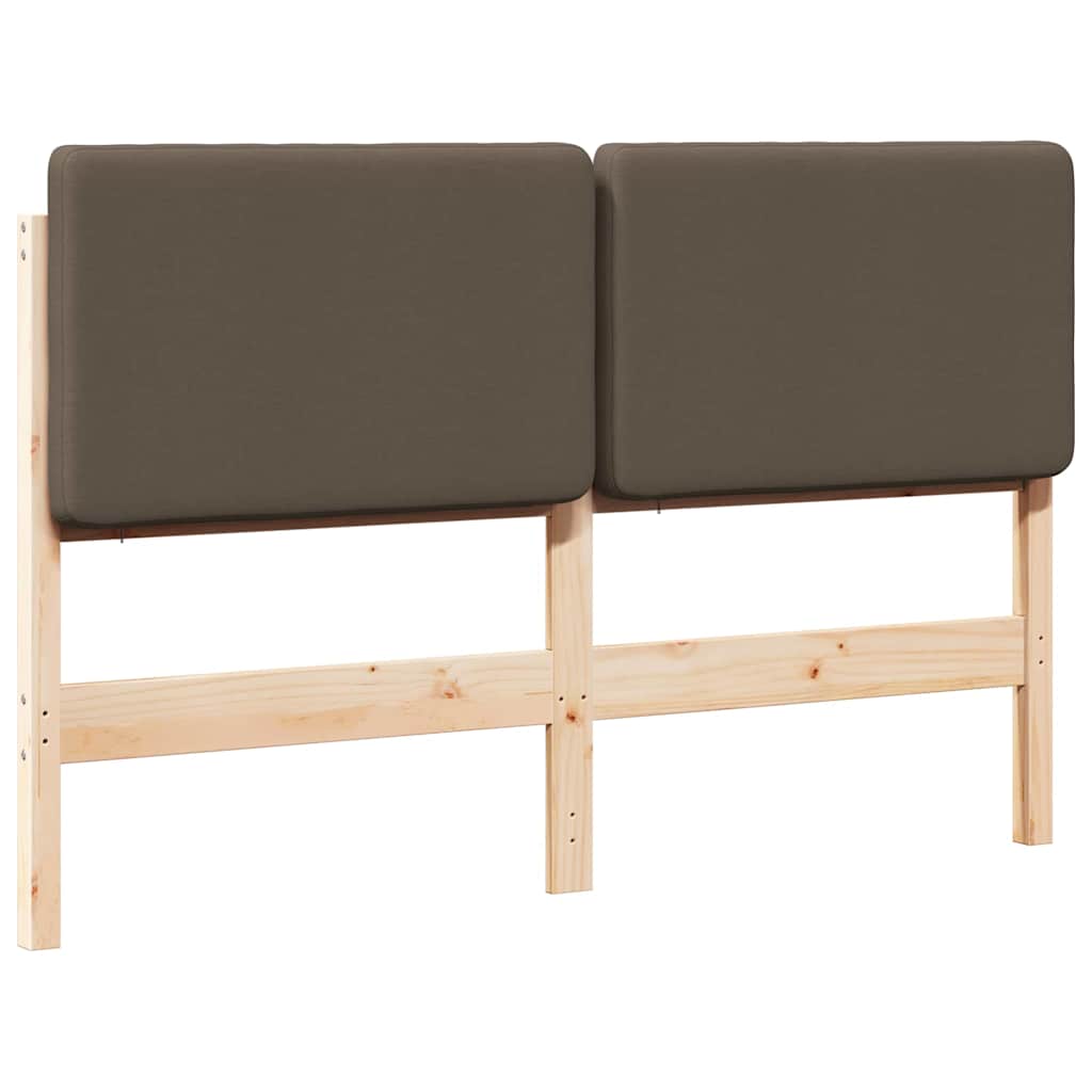 Polstret sengegavl Brun og Taupe 150 cm Massiv fyrretræ