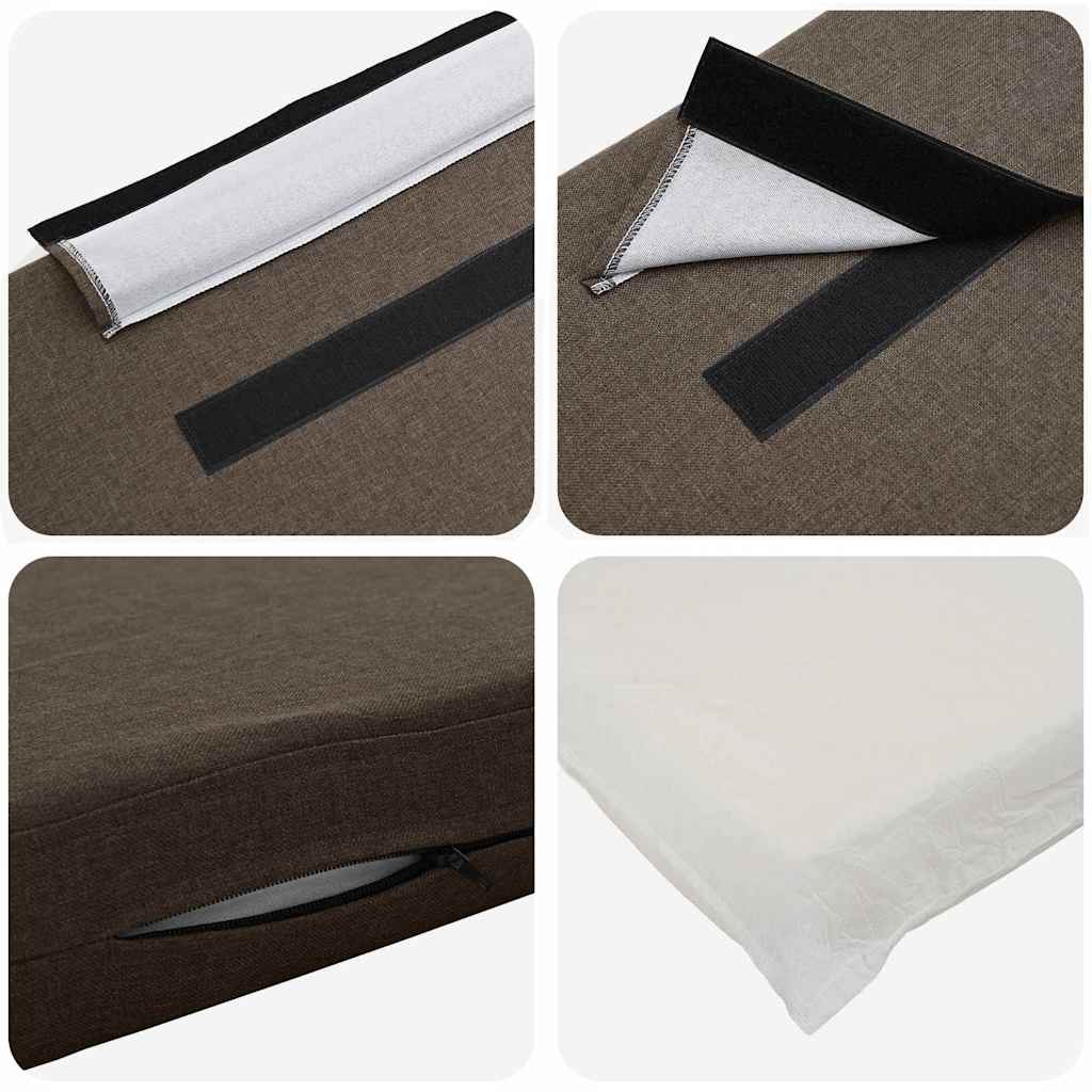Polstret sengegavl Brun og Taupe 135 cm Massiv fyrretræ
