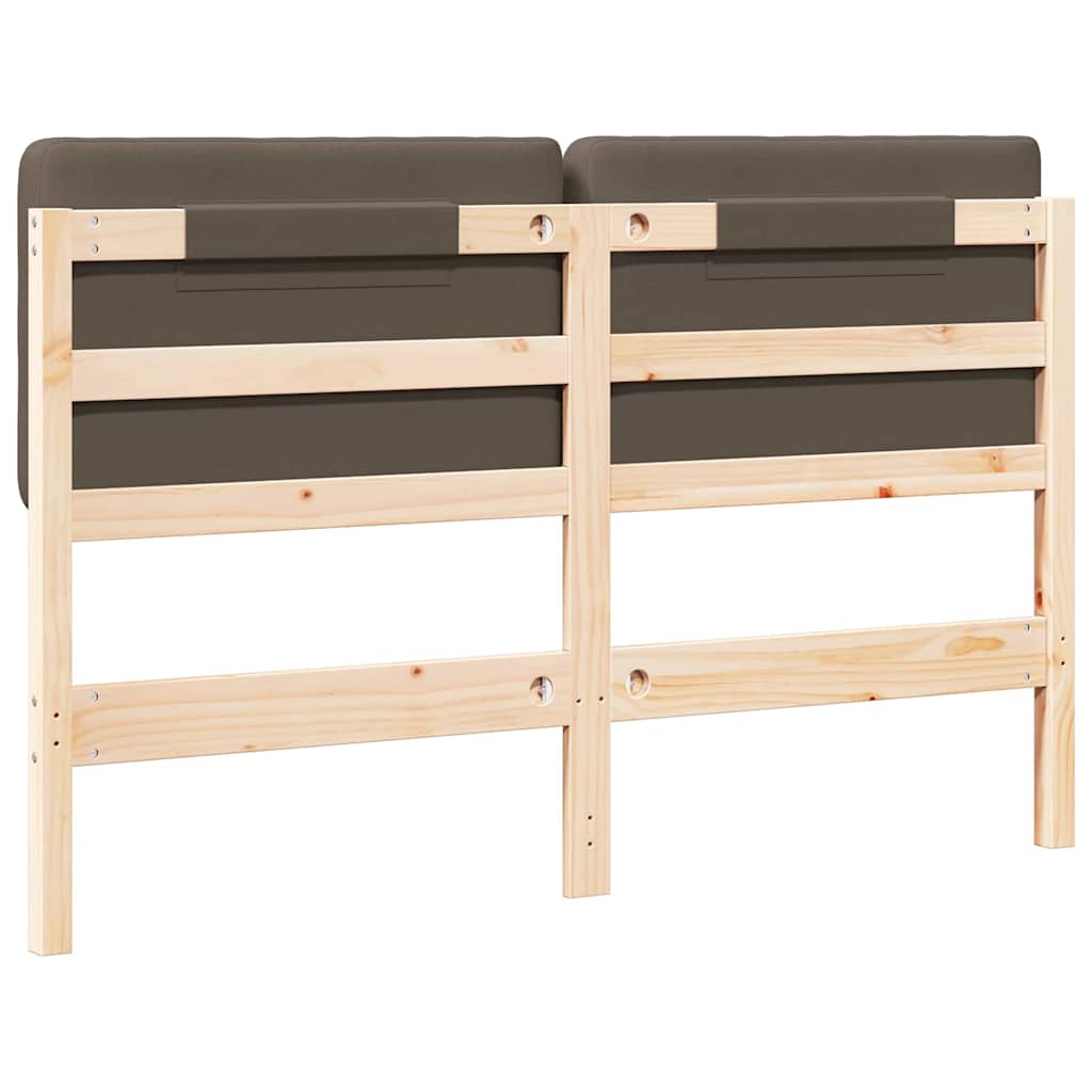 Polstret sengegavl Brun og Taupe 135 cm Massiv fyrretræ