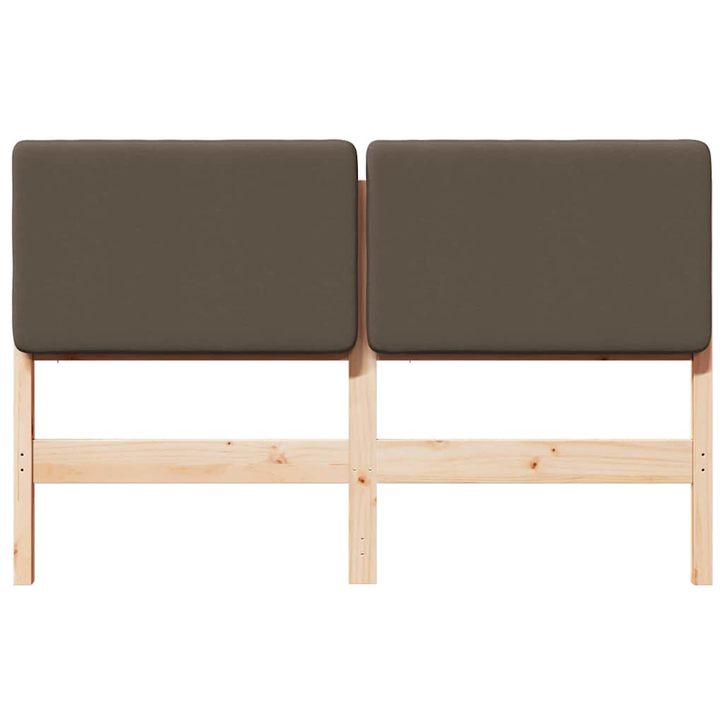 Polstret sengegavl Brun og Taupe 120 cm Massiv fyrretræ