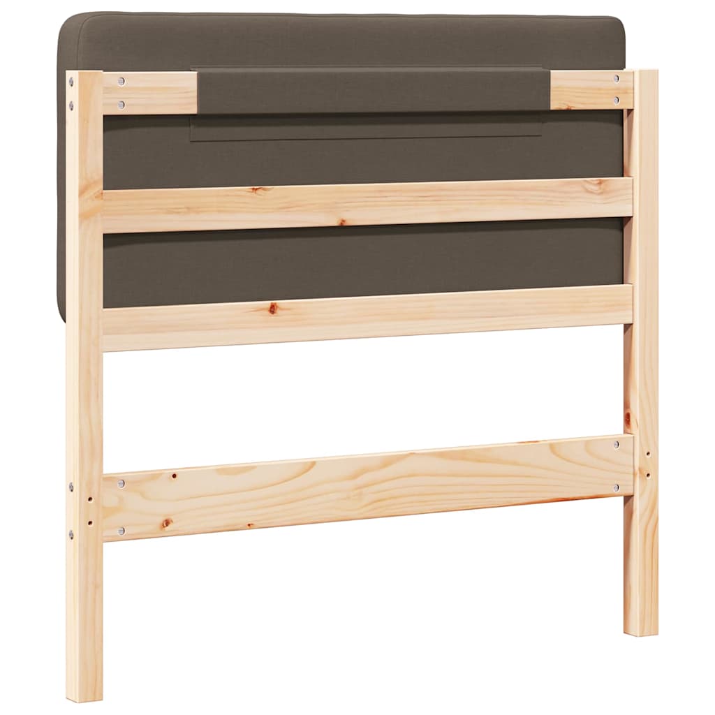 Polstret sengegavl Brun og Taupe 90 cm Massiv fyrretræ