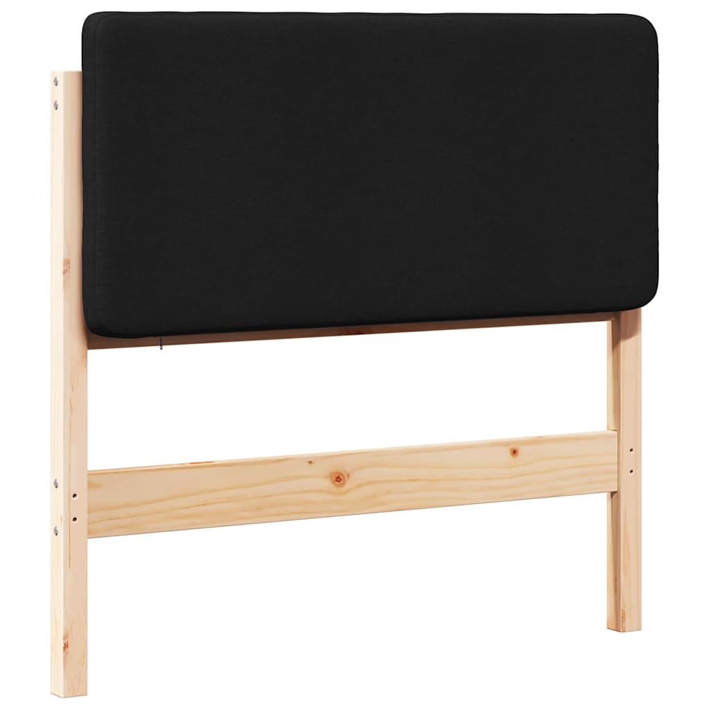 Polstret sengegavl Brun og sort 80 cm Massiv fyrretræ