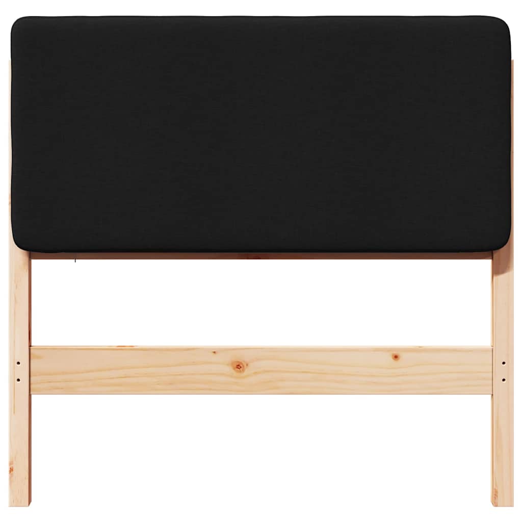 Polstret sengegavl Brun og sort 80 cm Massiv fyrretræ