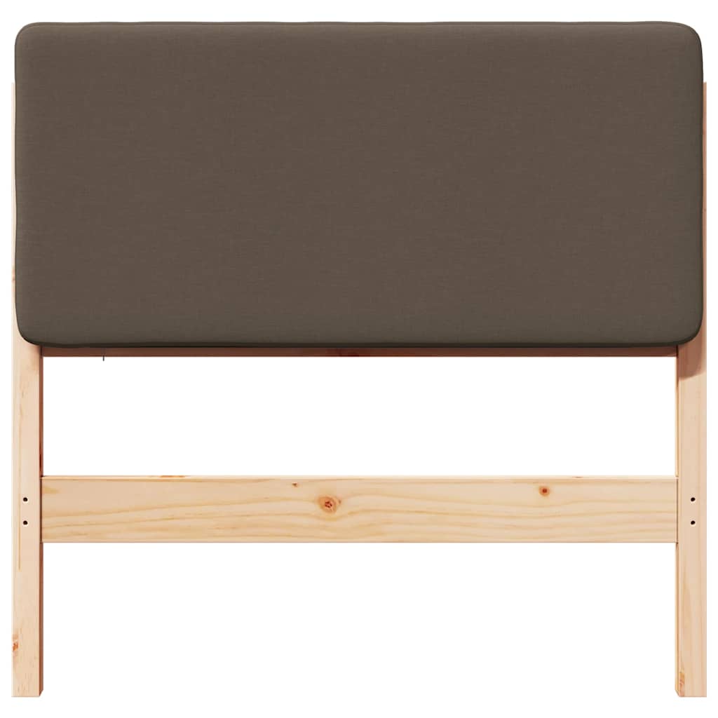 Polstret sengegavl Brun og Taupe 80 cm Massiv fyrretræ