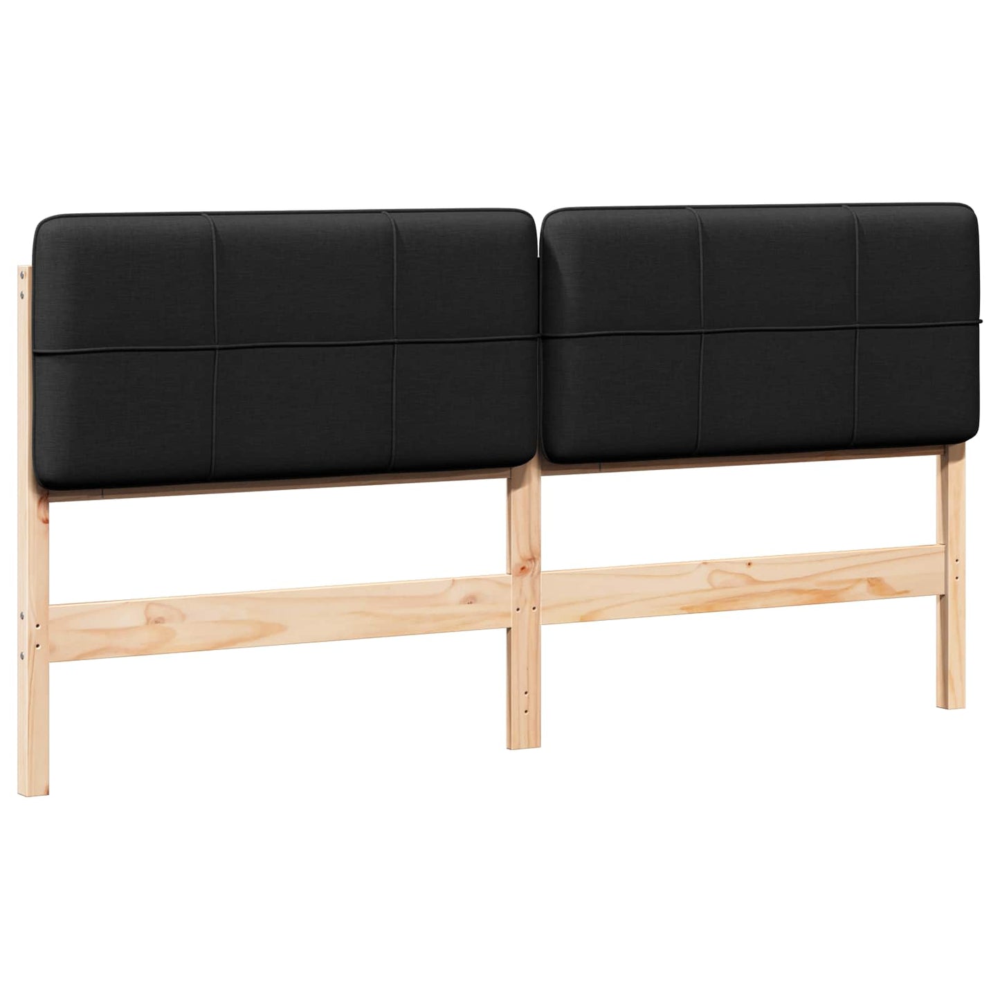 Polstret sengegavl Brun og sort 180 cm Massiv fyrretræ