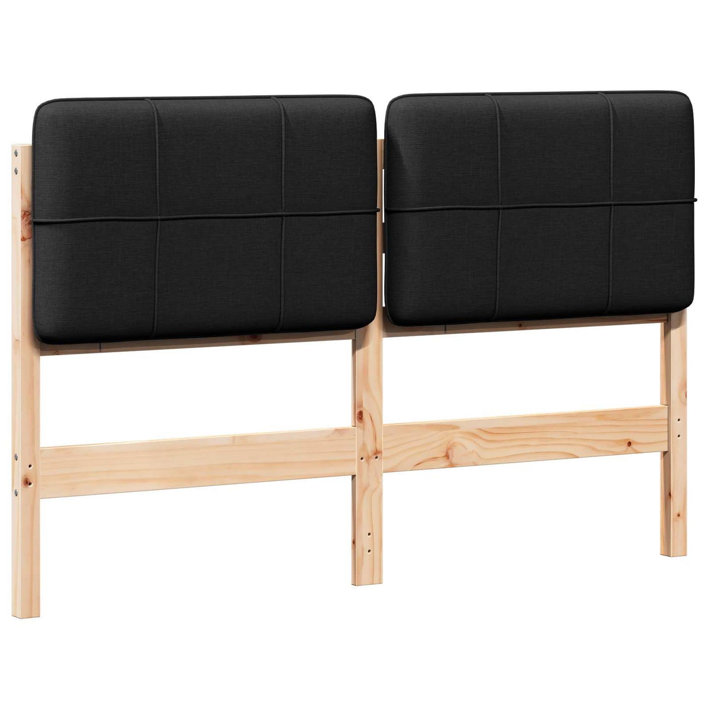Polstret sengegavl Brun og sort 160 cm Massiv fyrretræ