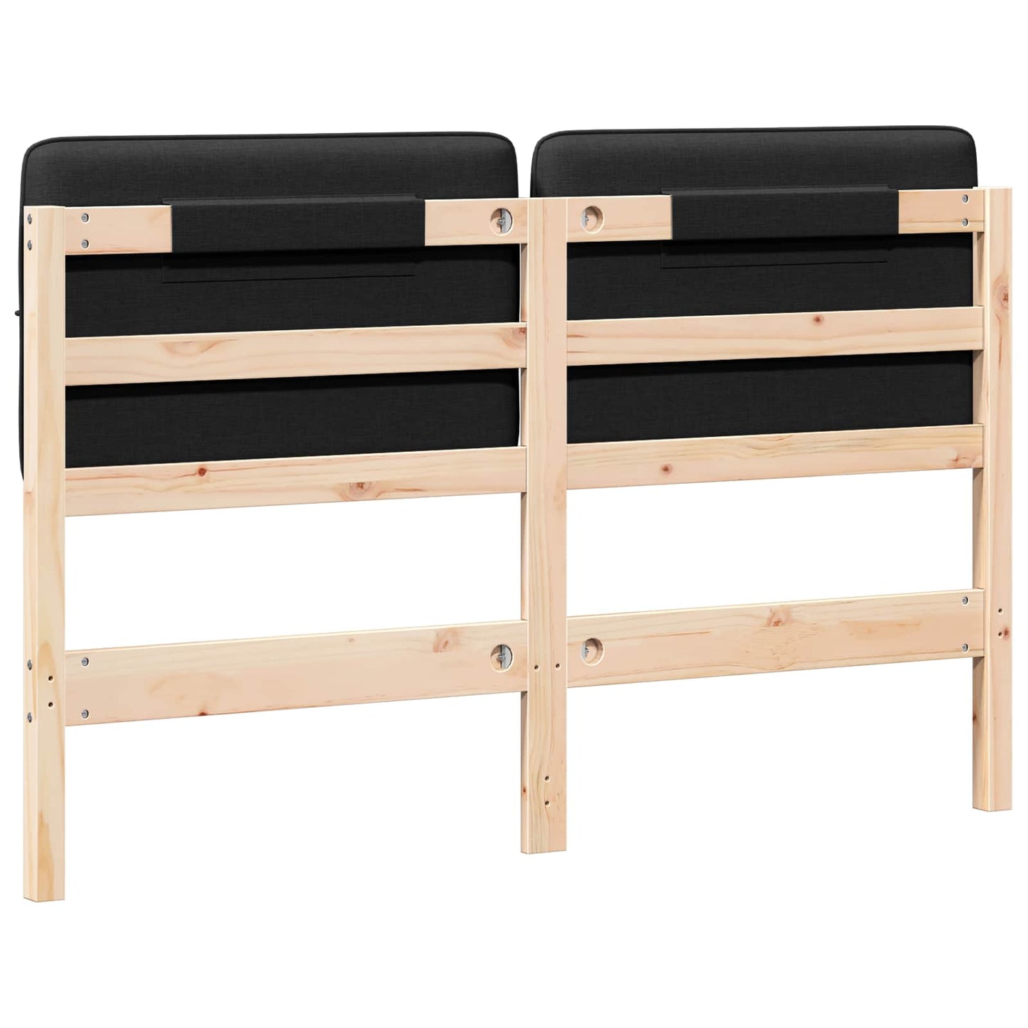 Polstret sengegavl Brun og sort 160 cm Massiv fyrretræ