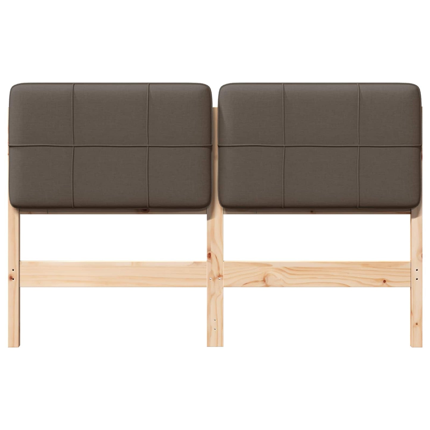 Polstret sengegavl Brun og Taupe 150 cm Massiv fyrretræ