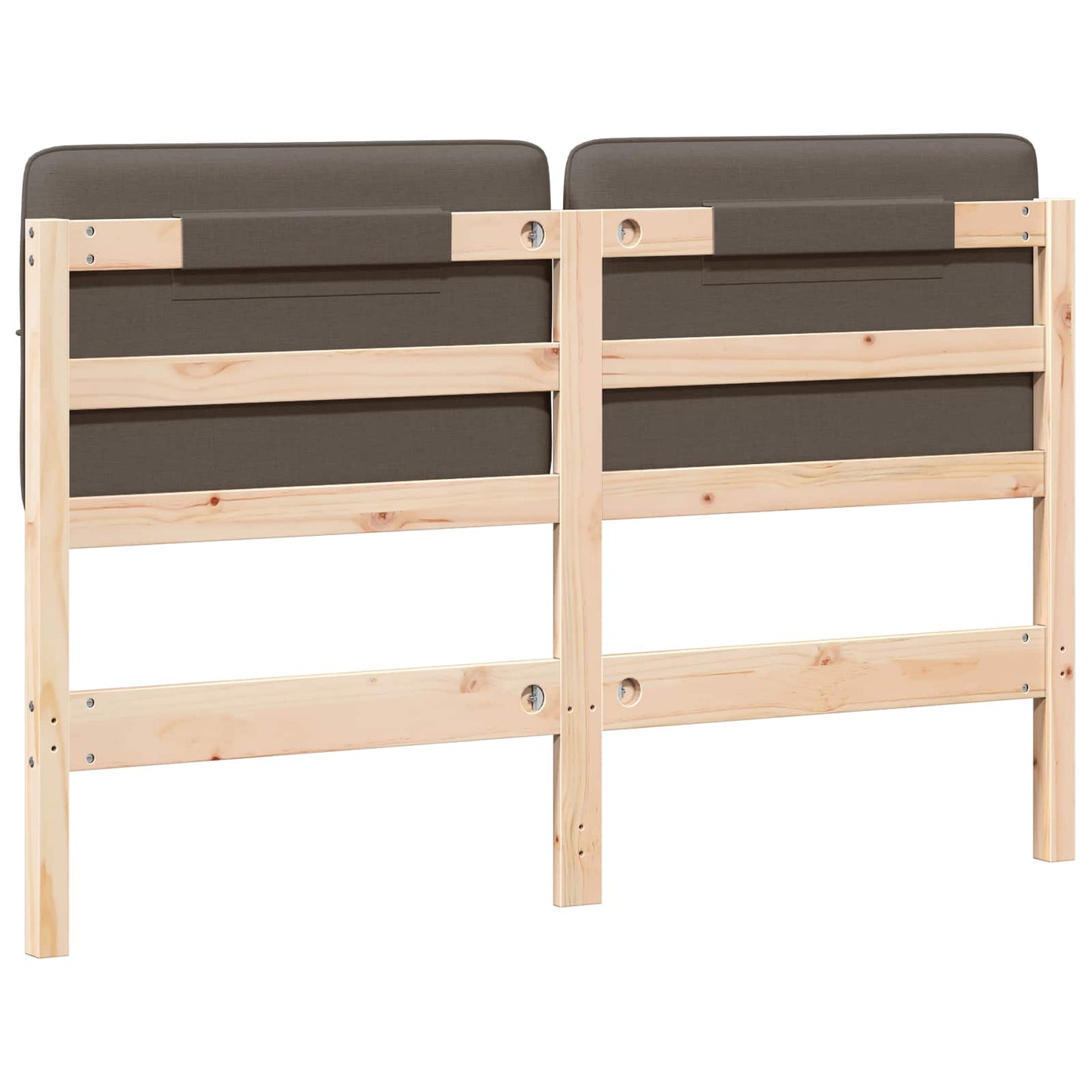 Polstret sengegavl Brun og Taupe 140 cm Massiv fyrretræ