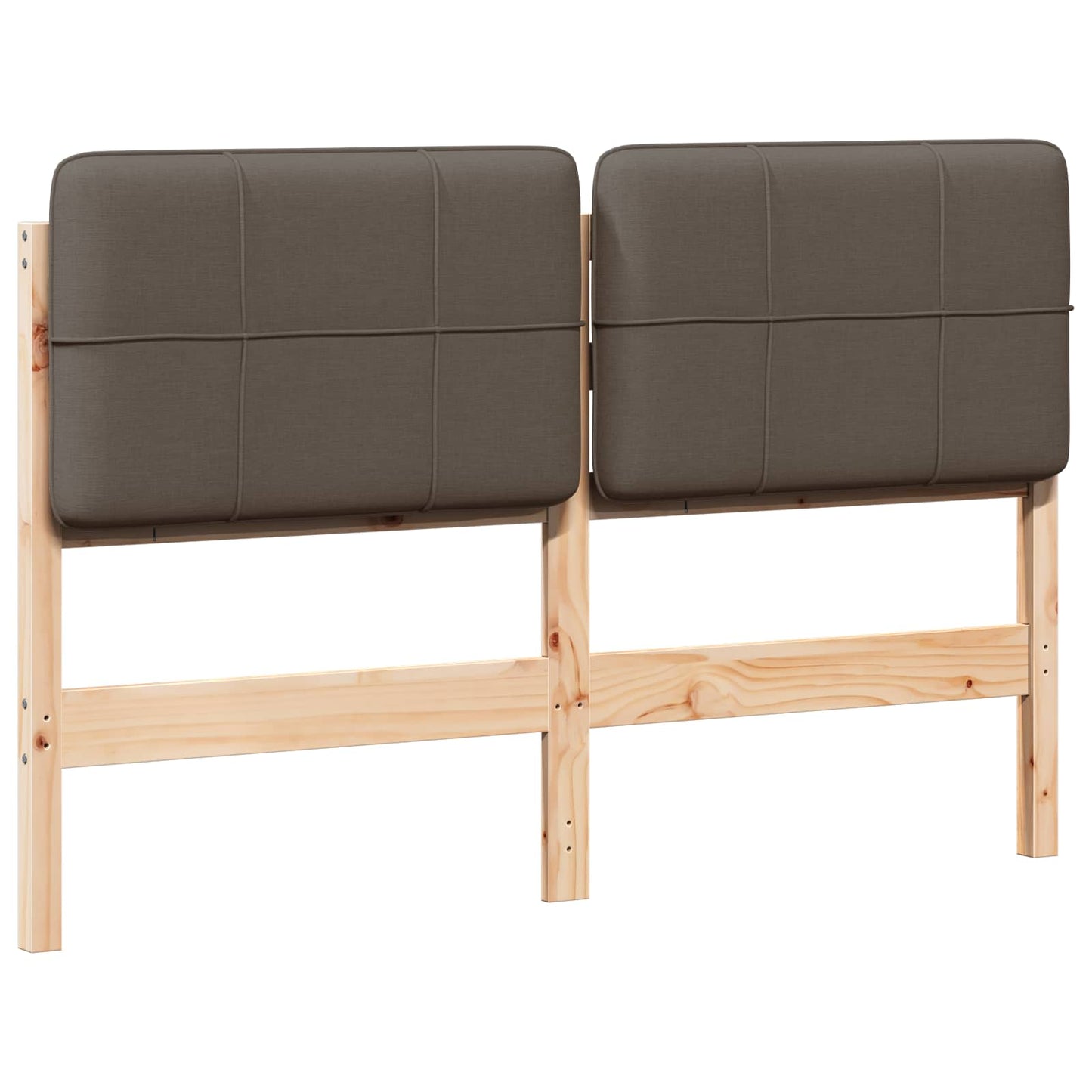 Polstret sengegavl Brun og Taupe 135 cm Massiv fyrretræ