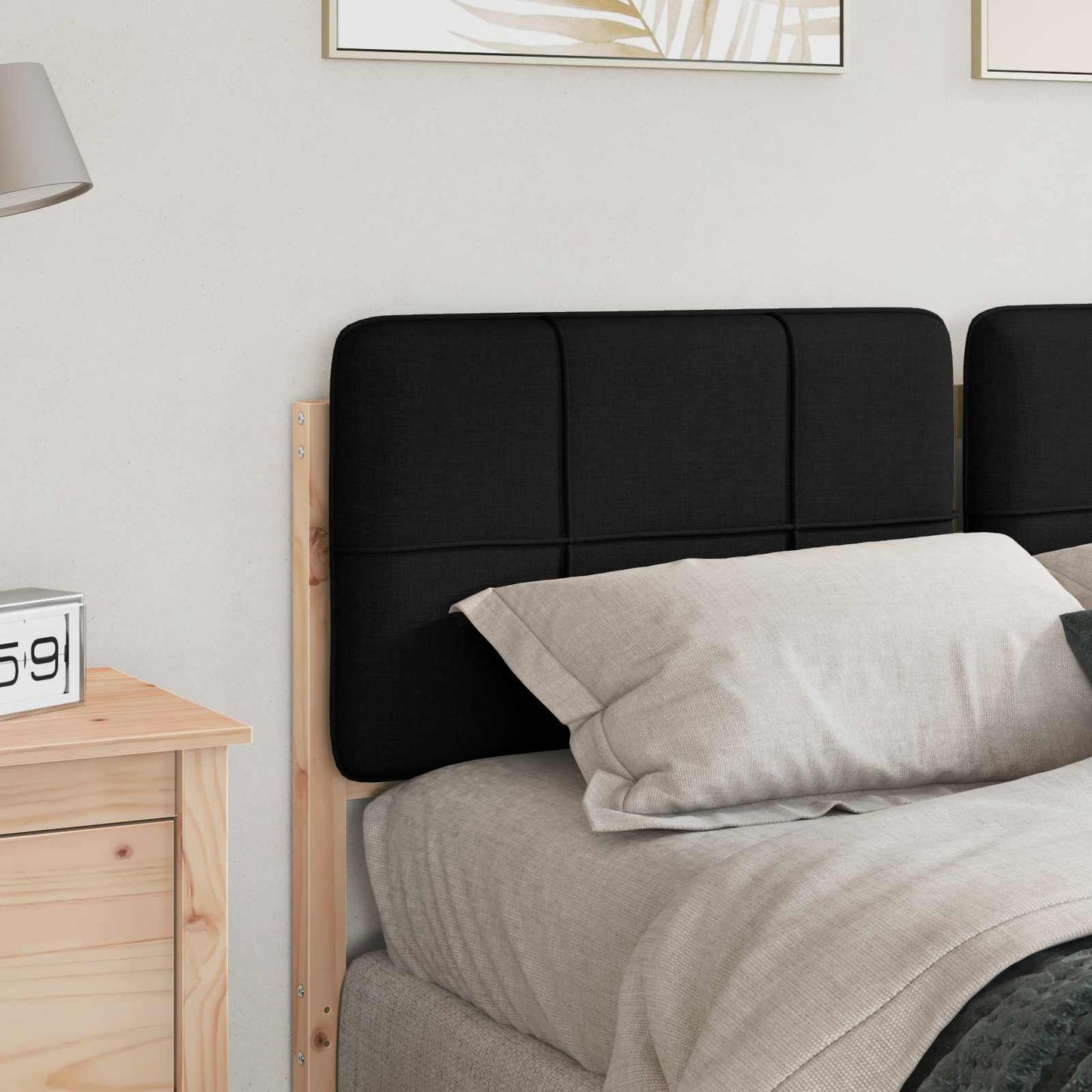 Polstret sengegavl Brun og sort 120 cm Massiv fyrretræ