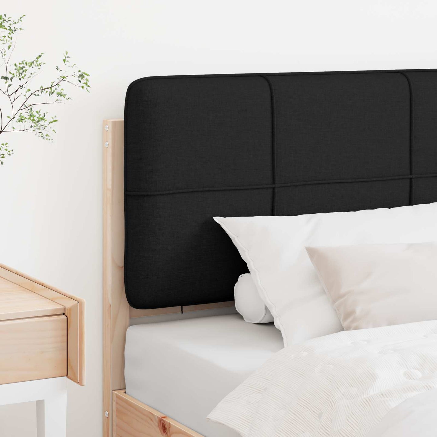 Polstret sengegavl Brun og sort 80 cm Massiv fyrretræ