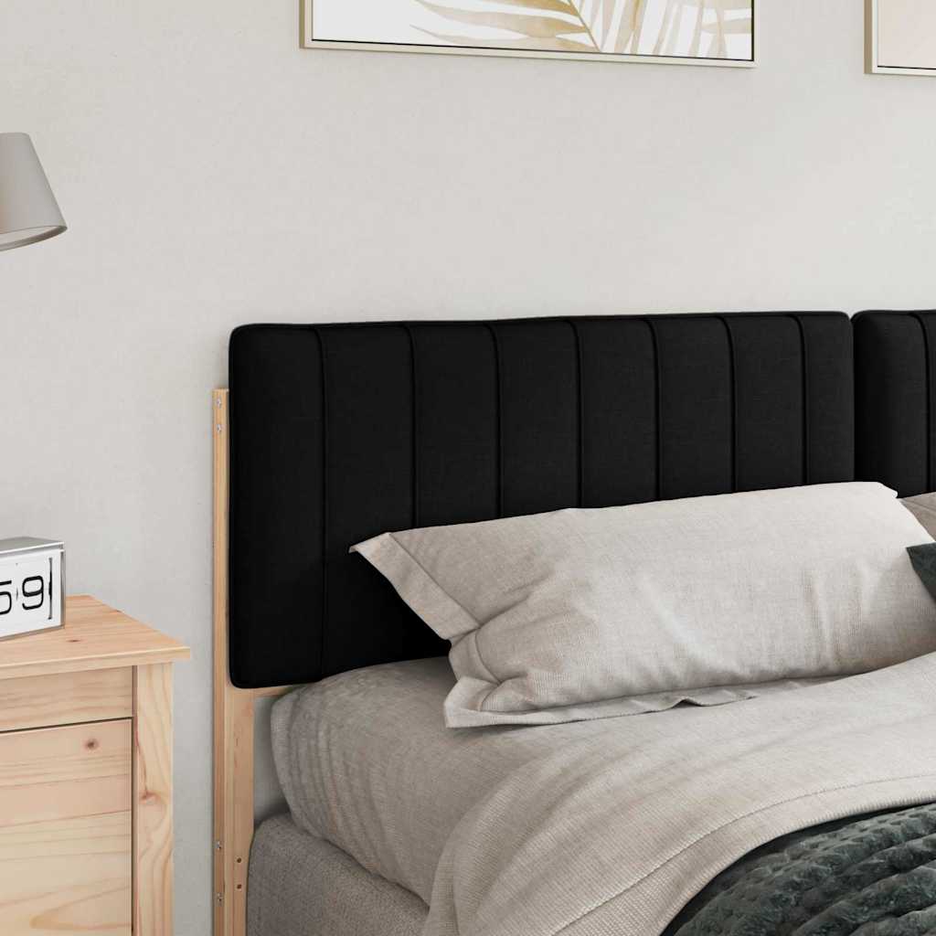 Polstret sengegavl Brun og sort 180 cm Massiv fyrretræ