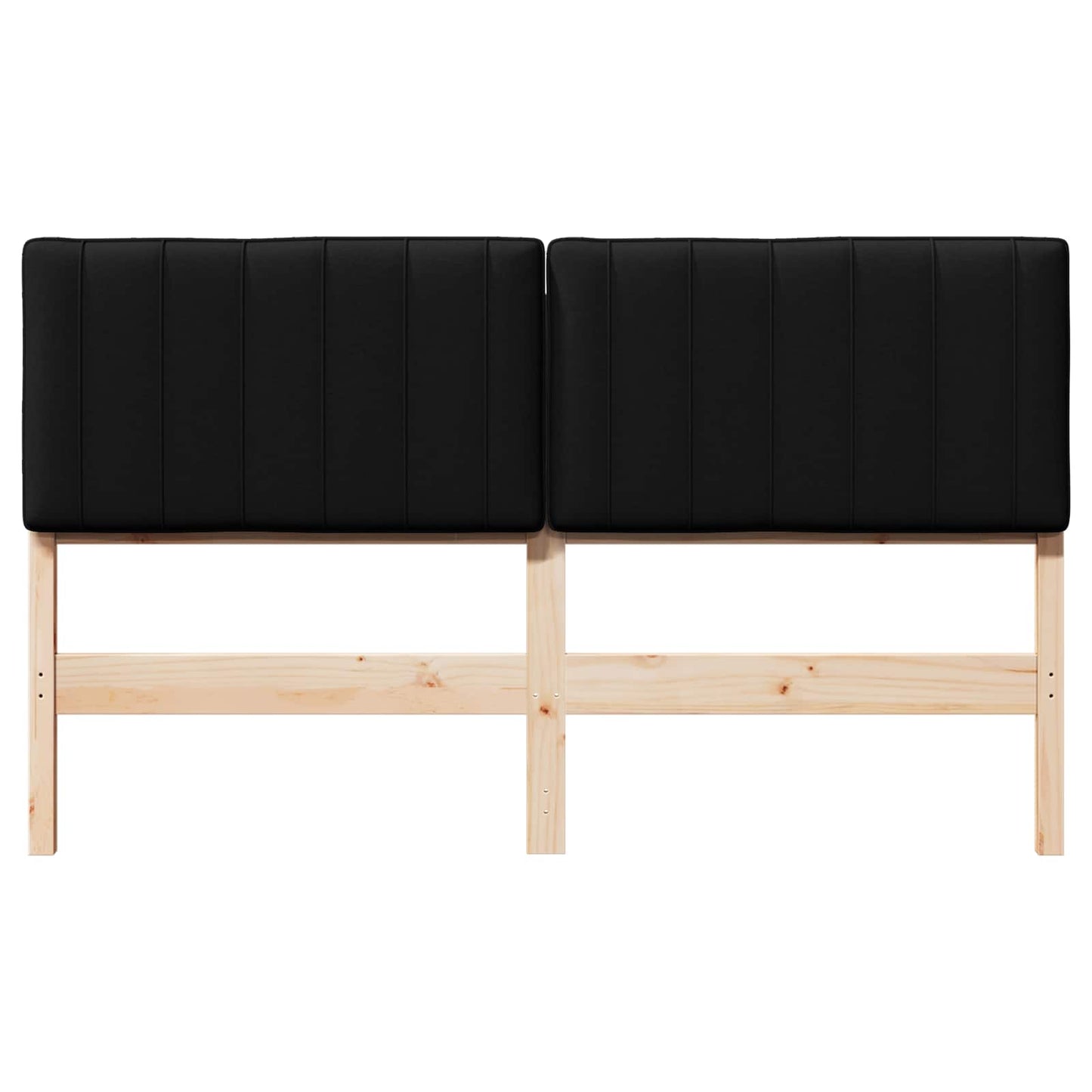 Polstret sengegavl Brun og sort 160 cm Massiv fyrretræ